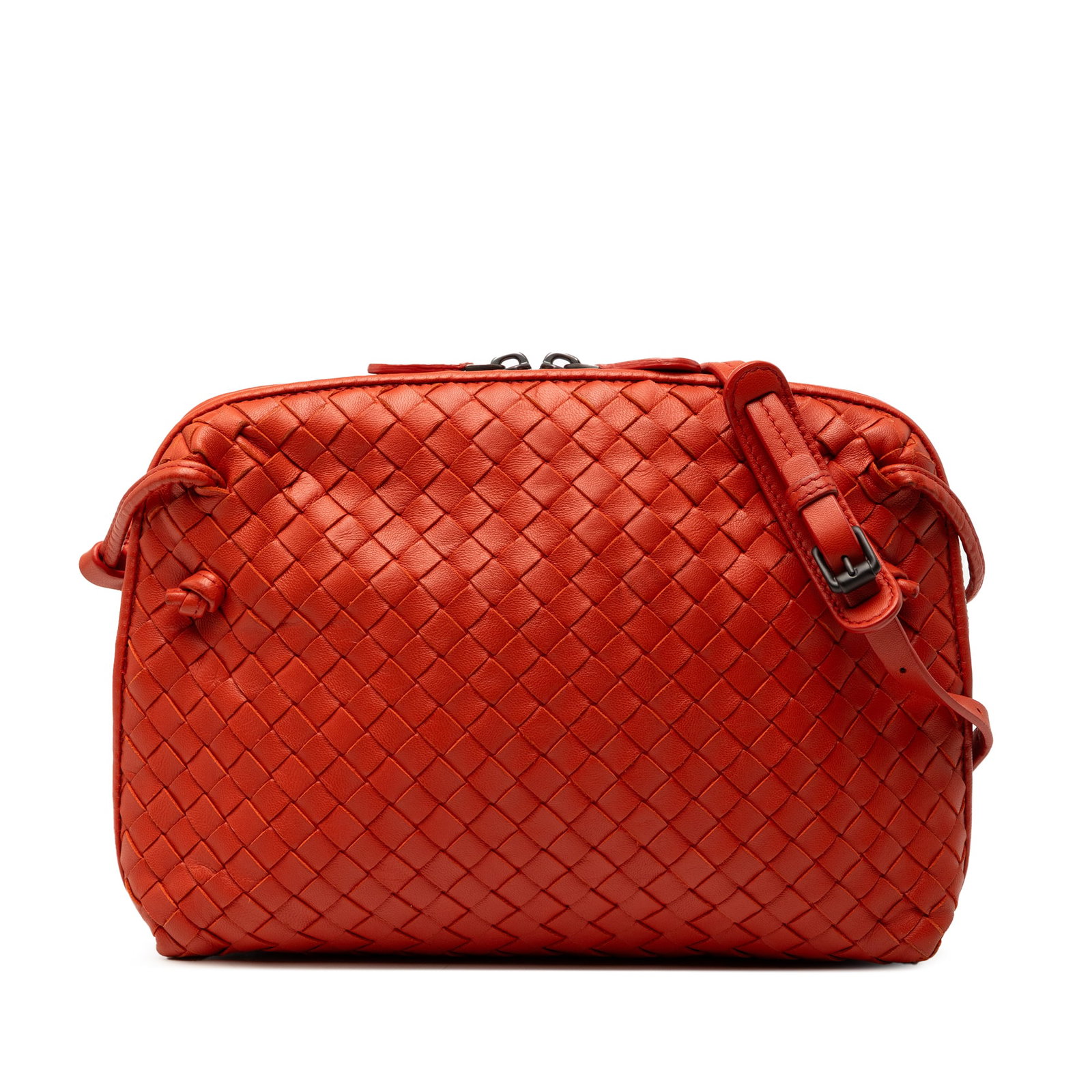 Bottega Veneta Nodini Orange Woven Leather Crossbody Bag (1 of 8)