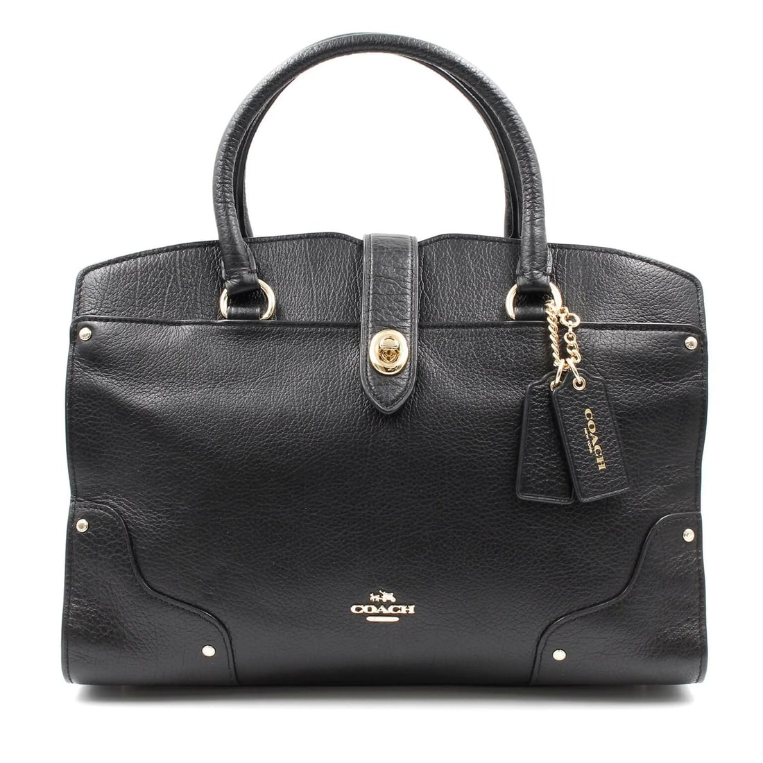 Coach Mercer 30 black leather satchel handbag with gold tone hardware (1 of 6)