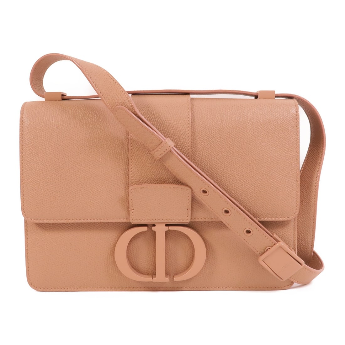 Dior CD Montaigne 30 calfskin shoulder bag in pink: Dior CD Montaigne 30 calfskin shoulder bag in pink A Christian Dior CD Montaigne 30 shoulder bag in pink calfskin leather. It features a flap closure, one outside open pocket, one inside open pocket, 