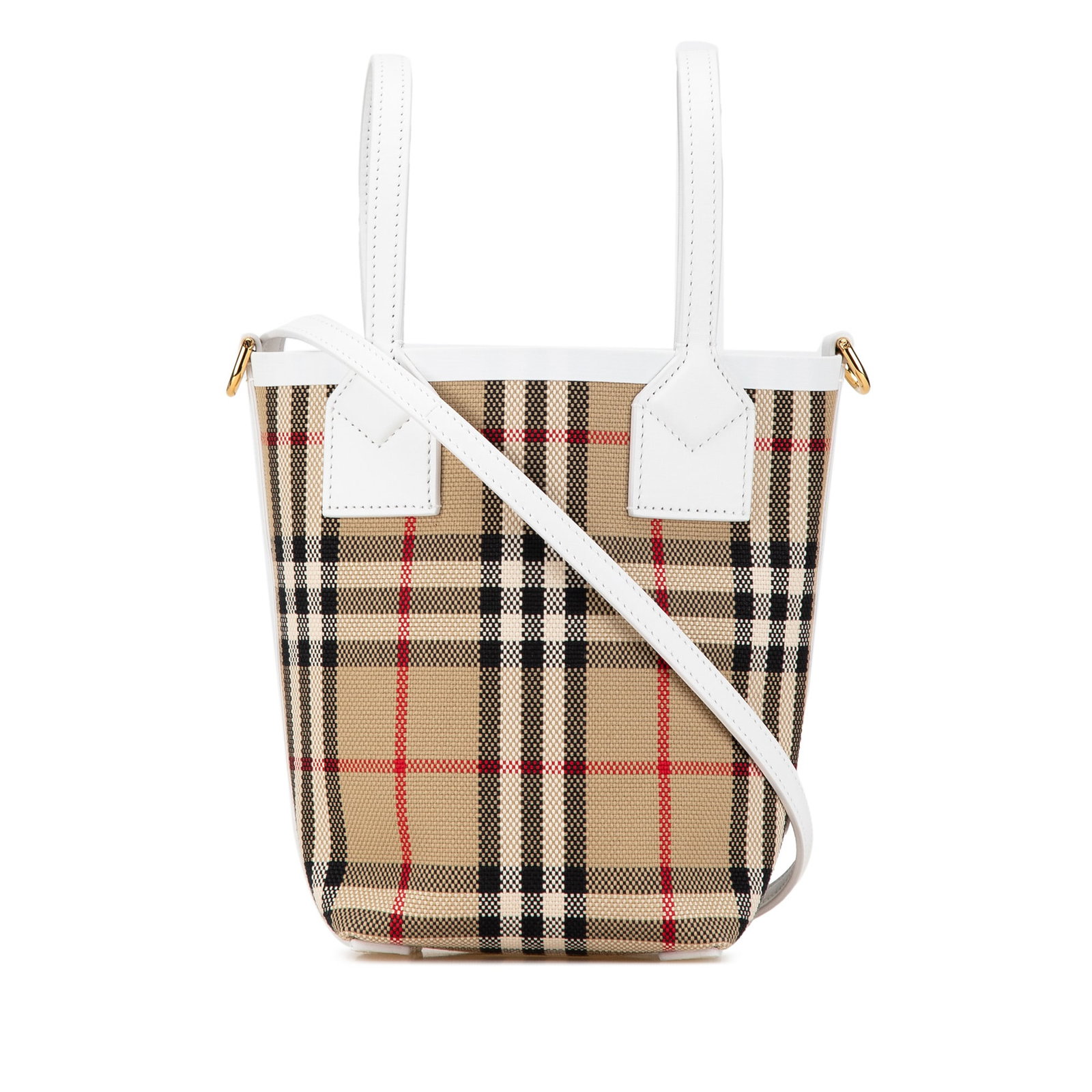Burberry Mini House Check Canvas Tote Bag Brown Leather Trim Italy (1 of 8)