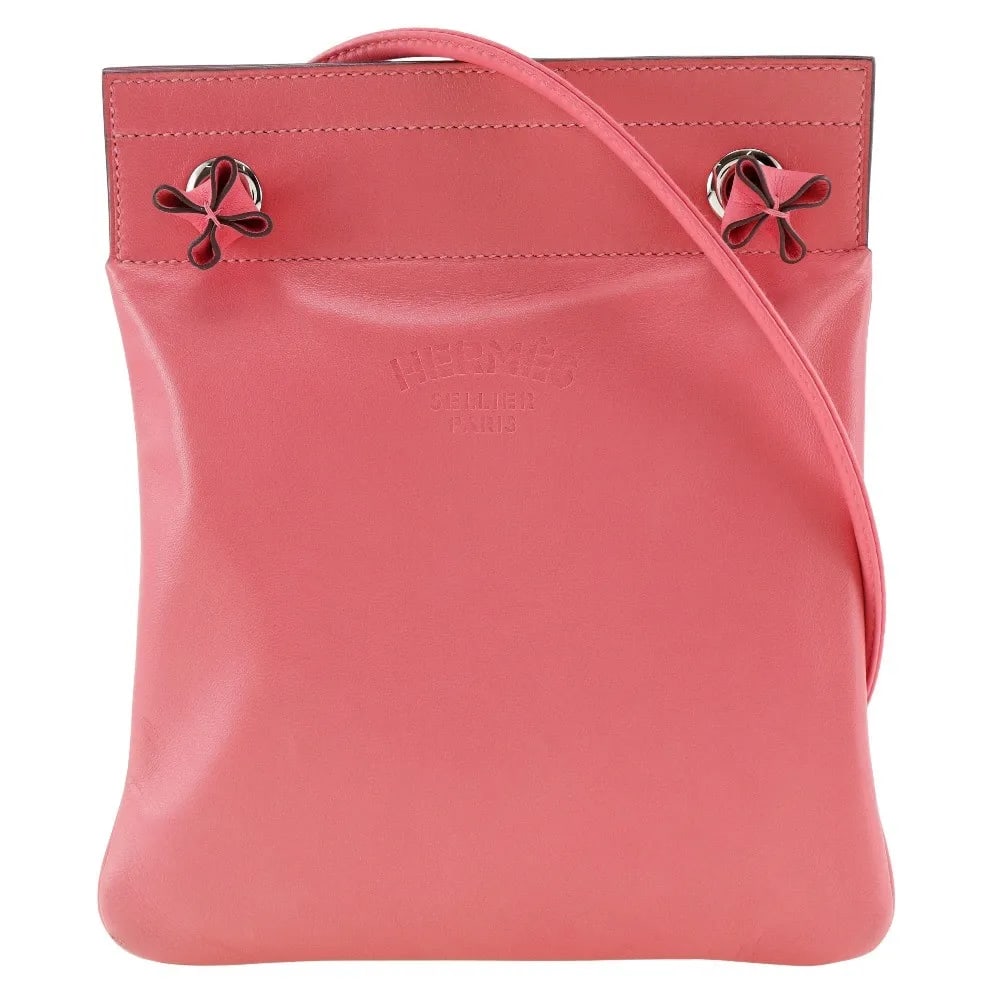 Pink Calfskin Hermes Aline Shoulder Bag 19.5cm x 23cm: Pink Calfskin Hermes Aline Shoulder Bag 19.5cm x 23cm Hermes Aline Bag crafted from pink calfskin, designed for women. The bag shows scratches, discoloration, and noticeable signs of use, but remains 