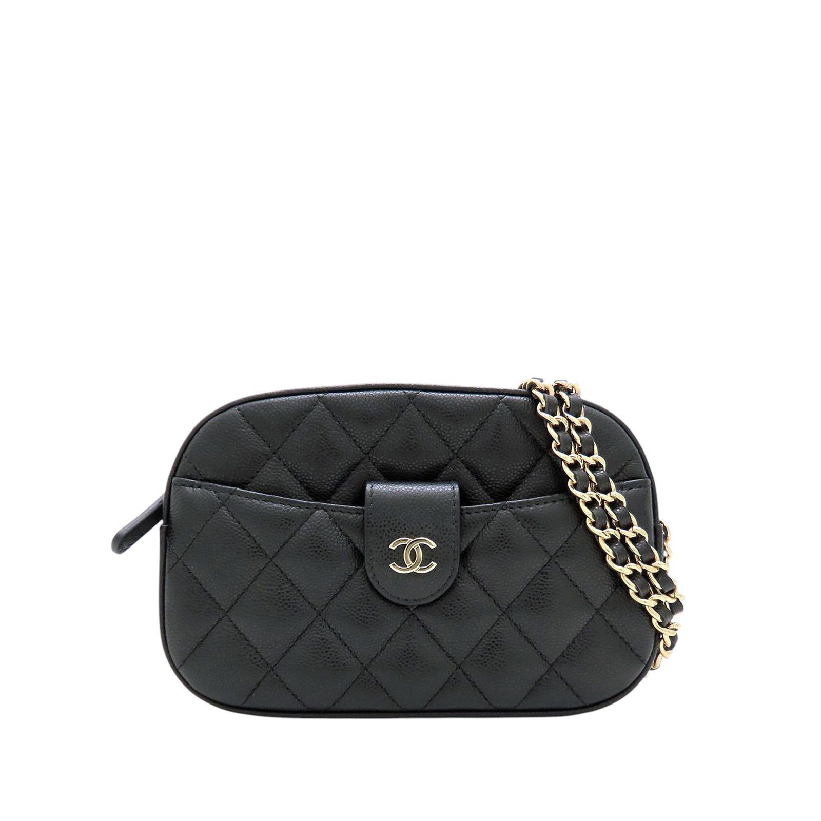 Chanel CC Camera Crossbody Bag Quilted Caviar Leather Black (1 of 10)