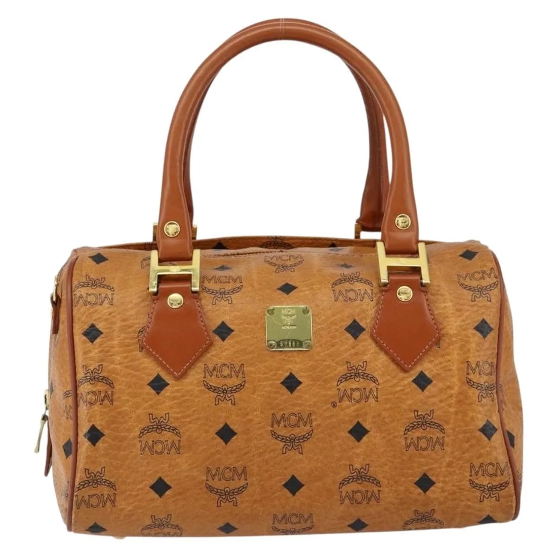 MCM Visetos Brown Canvas Leather Handbag 26cm x 16cm x 16cm: MCM Visetos Brown Canvas Leather Handbag 26cm x 16cm x 16cm MCM Visetos logogramme bag in brown leather, designed for women. It features a canvas and leather construction, with a good overall conditio