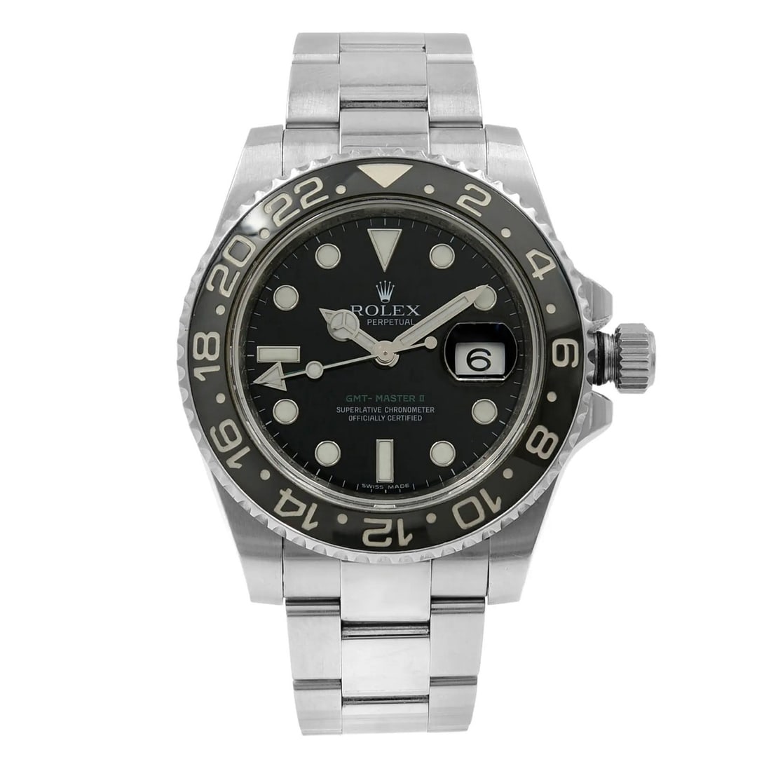 Rolex GMT-Master II 116710LN Automatic Steel Black Dial Men's Wristwatch with Box and Papers: Rolex GMT-Master II 116710LN Automatic Steel Black Dial Men's Wristwatch with Box and Papers This Rolex GMT-Master II 116710LN is a luxury men's wristwatch featuring a black index dial set within a po