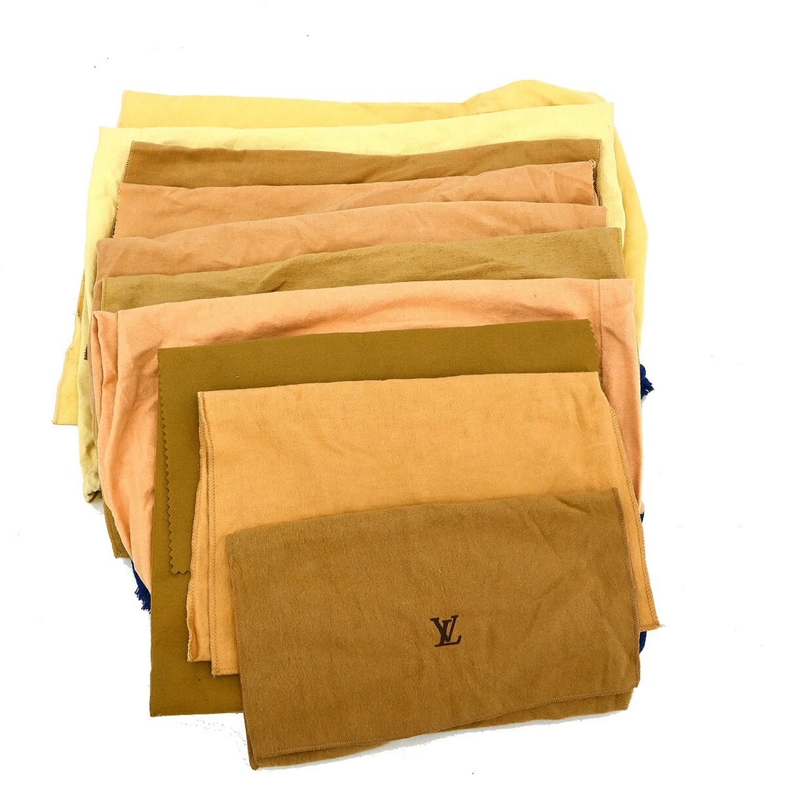 Set of 10 Louis Vuitton Authentic Cotton Dust Bags Brown Beige: Set of 10 Louis Vuitton Authentic Cotton Dust Bags Brown Beige Set of 10 authentic Louis Vuitton dust bags in brown and beige cotton. These unisex dust bags show overall signs of use with reasonable w