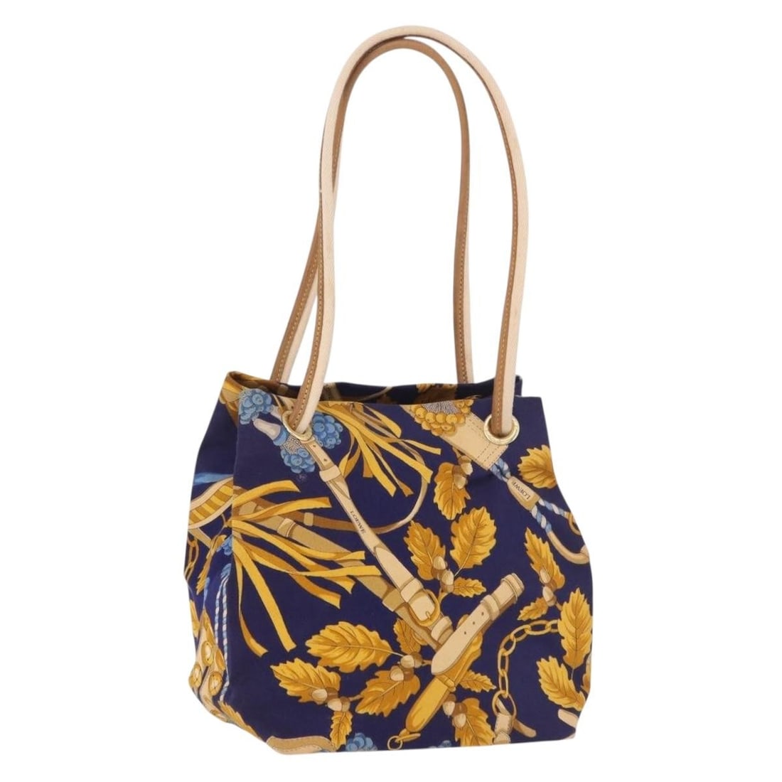 LOEWE Blue Gold Canvas Shoulder Bag Made in Italy: LOEWE Blue Gold Canvas Shoulder Bag Made in Italy A LOEWE shoulder bag in blue and gold, crafted from canvas and made in Italy. It features a shoulder strap and comes as the item shown in the photo on