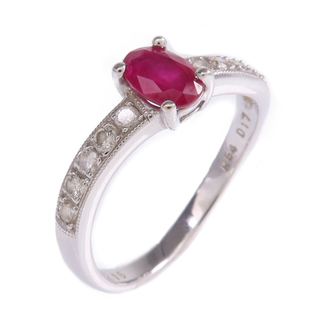 18K White Gold Ruby Diamond Ring Size 5 (1 of 8)