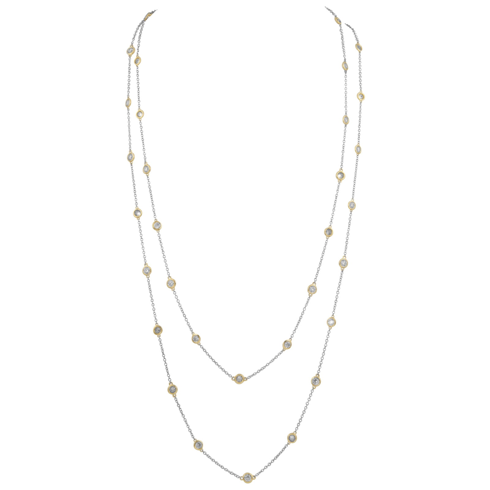 8.34ct Diamonds by the Yard Necklace 18k White Gold 52in (1 of 4)