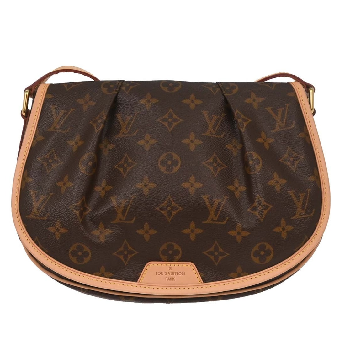 Louis Vuitton Menilmontant PM Monogram Canvas Crossbody Bag Brown: Louis Vuitton Menilmontant PM Monogram Canvas Crossbody Bag Brown Louis Vuitton Menilmontant PM shoulder bag in brown Monogram canvas with leather trim and a flap closure. Designed with a crossbody st
