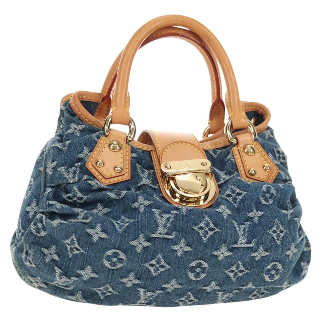 Louis Vuitton Preity M95020 Blue Monogram Denim Handbag: Louis Vuitton Preity M95020 Blue Monogram Denim Handbag Louis Vuitton Monogram Denim Preity Hand Bag in blue Monogram Denim Canvas, made in France. This women's hand bag comes with a dust bag and is i