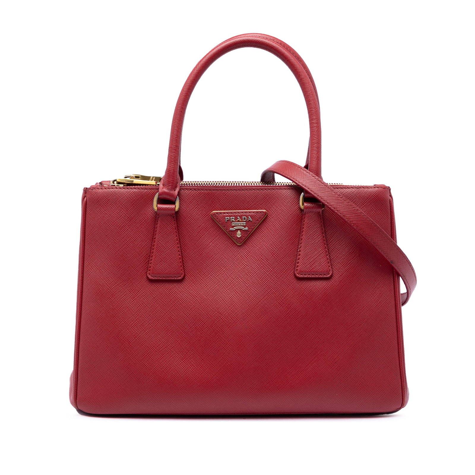 Prada Galleria Medium Saffiano Lux Leather Satchel Red (1 of 5)