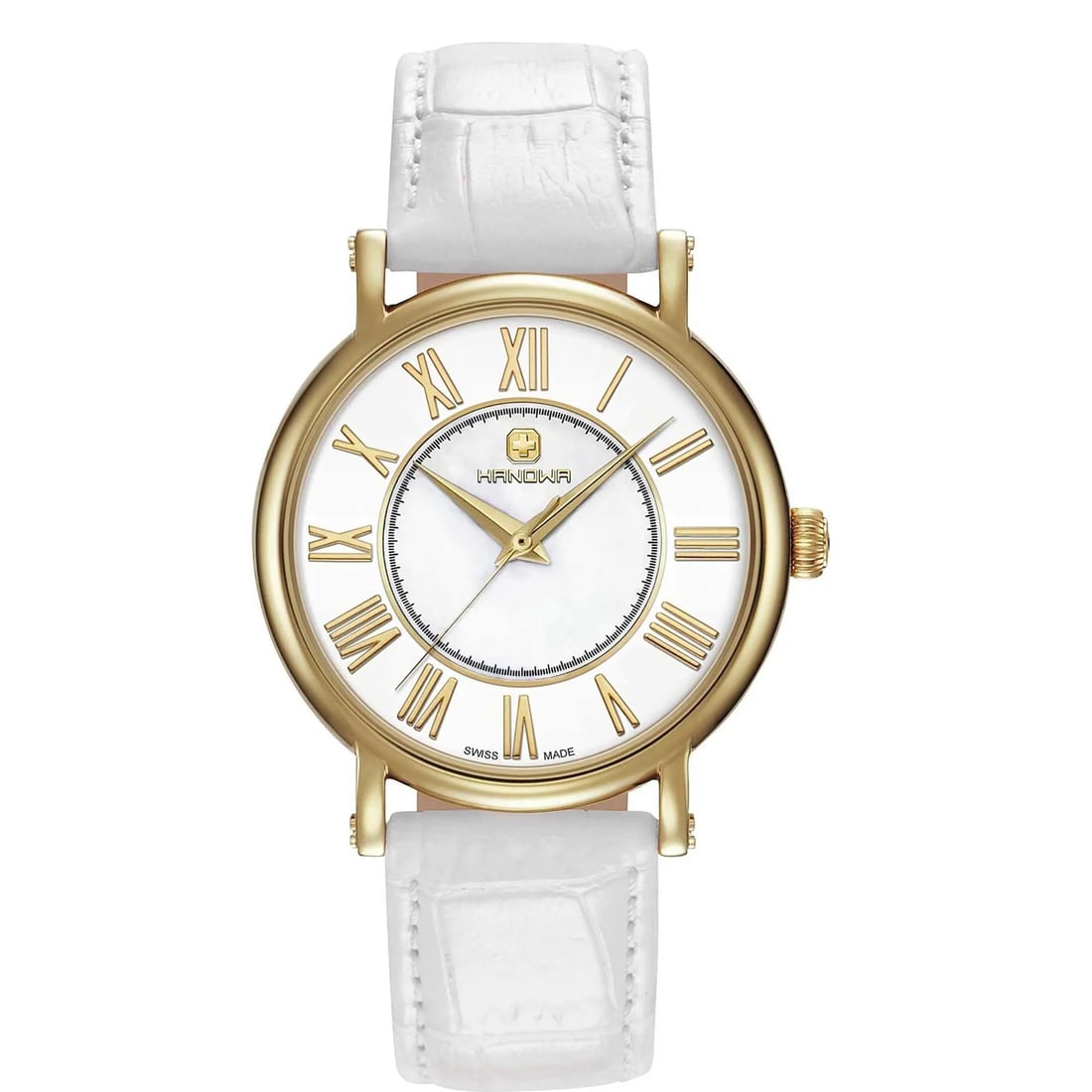 Hanowa Delia Gold Stainless Steel Quartz Ladies Watch with Mother of Pearl Dial: Hanowa Delia Gold Stainless Steel Quartz Ladies Watch with Mother of Pearl Dial This Hanowa Delia wristwatch is a perfect blend of elegance and functionality, designed for casual wear. It features a s