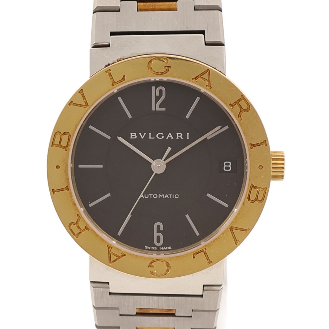 BVLGARI BB33SG automatic watch in 18K yellow gold and stainless steel black dial: BVLGARI BB33SG automatic watch in 18K yellow gold and stainless steel black dial Ladies' BVLGARI Bvlgari Bvlgari Automatic watch, model BB33SG (2008), with a black dial and black finish. It features a