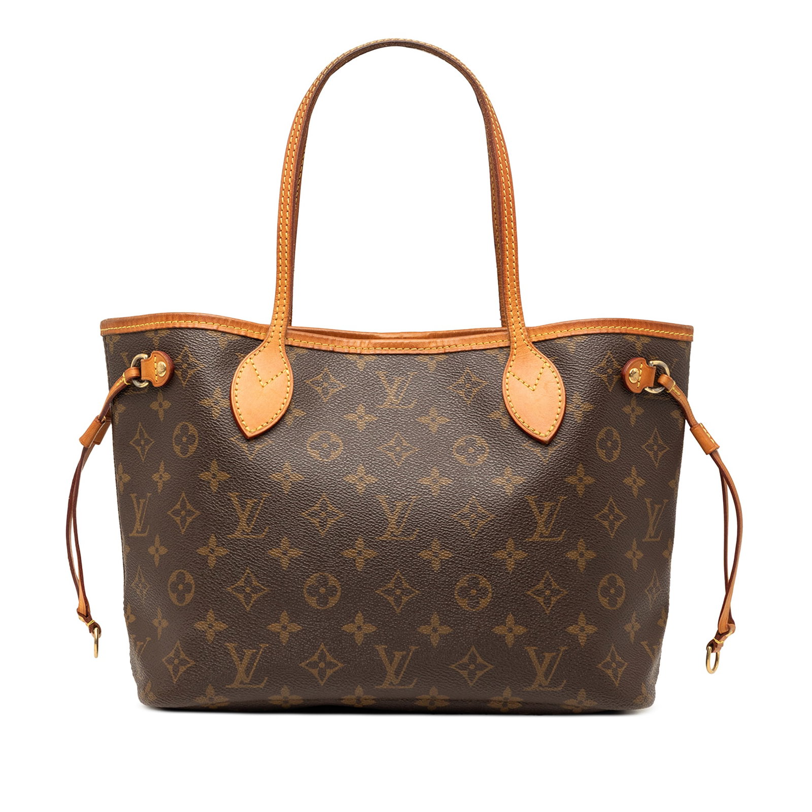 Louis Vuitton Neverfull PM Monogram Canvas Tote: Louis Vuitton Neverfull PM Monogram Canvas Tote This Louis Vuitton Monogram Neverfull PM features a monogram canvas body with vachetta leather trim and flat vachetta leather handles. It has an open to