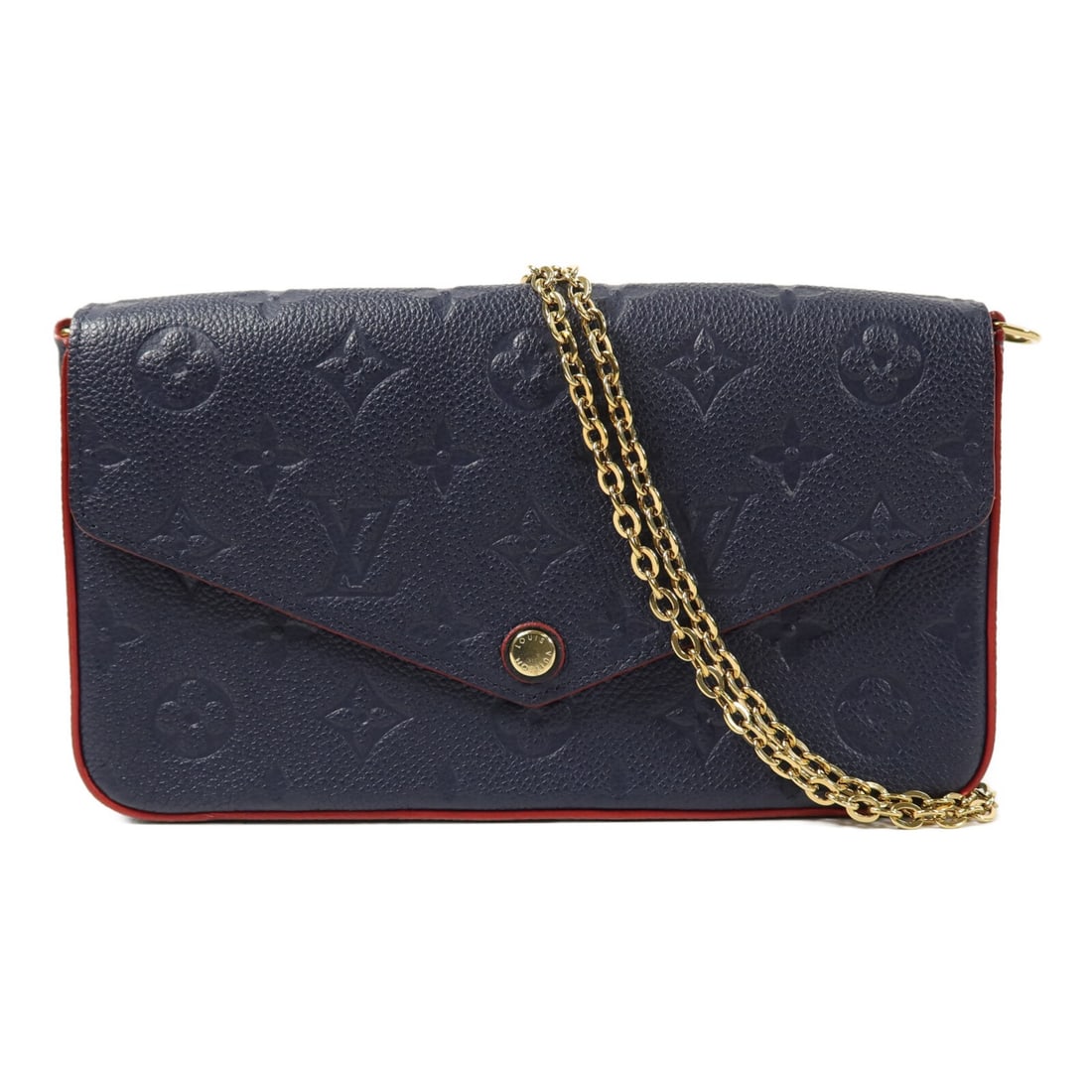 Louis Vuitton Pochette Felicie Monogram Empreinte Navy Shoulder Bag: Louis Vuitton Pochette Felicie Monogram Empreinte Navy Shoulder Bag A Louis Vuitton Pochette Felicie shoulder bag in Monogram Empreinte navy and navy blue. It is made from Monogram empreinte and calfs