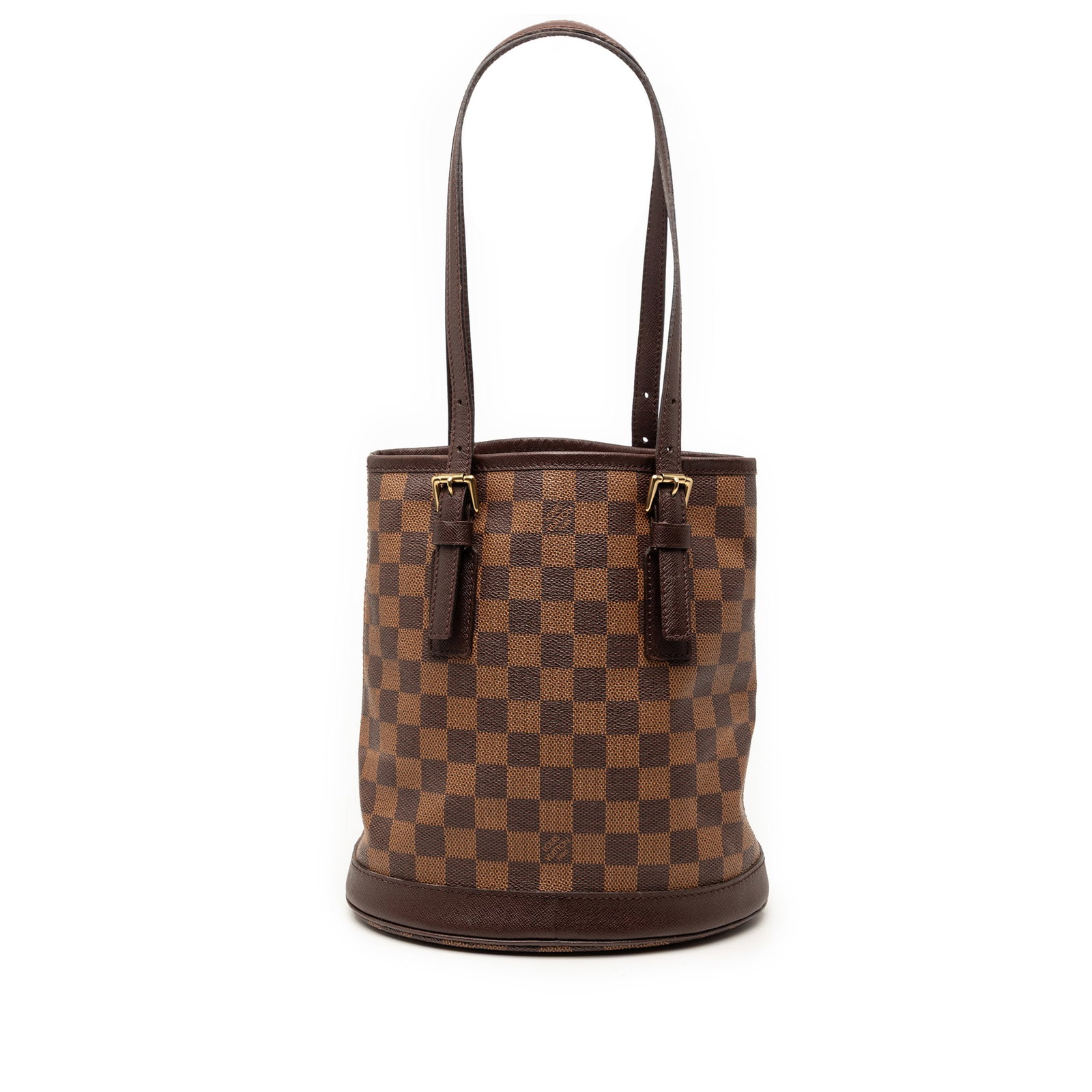 Louis Vuitton Marais Damier Ebene Tote Brown: Louis Vuitton Marais Damier Ebene Tote Brown This Louis Vuitton Damier Ebene Marais bag features a signature Damier Ebene canvas body with leather trim and adjustable flat leather shoulder straps. The