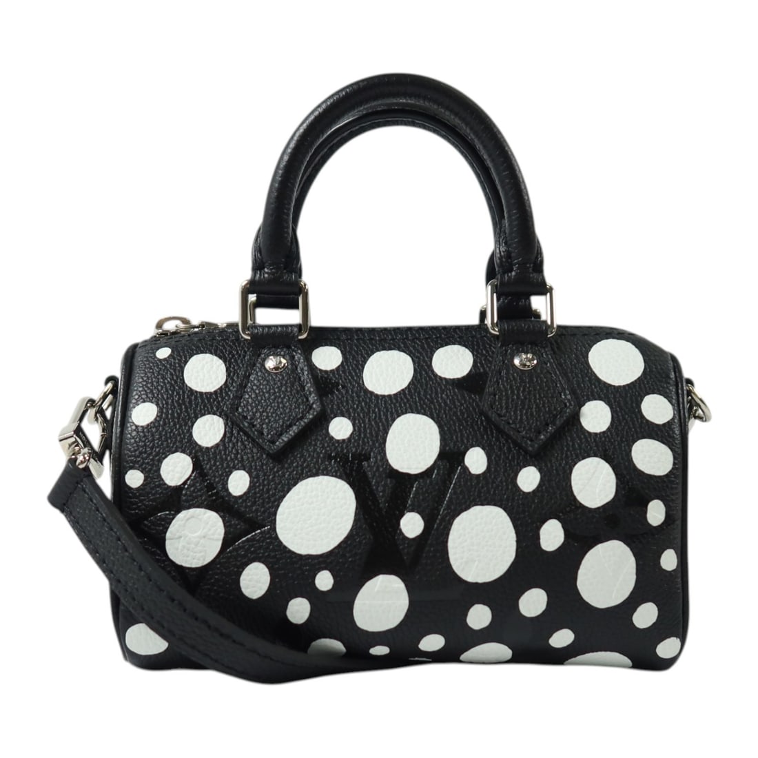 Louis Vuitton M81910 Nano Speedy 2Way Bag Monogram Empreinte: Louis Vuitton M81910 Nano Speedy 2Way Bag Monogram Empreinte A Louis Vuitton Nano Speedy 2Way Shoulder Bag, model M81910, in Monogram Empreinte and calfskin (cowhide). It comes in BlackxWhitexBlack/Wh