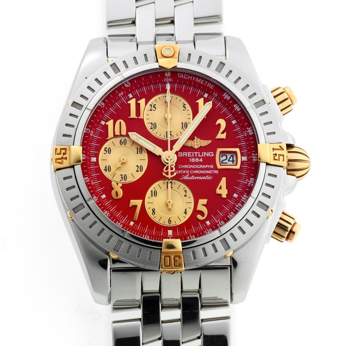 Breitling B13356 Chronomat Evolution men's automatic chronograph watch: Breitling B13356 Chronomat Evolution men's automatic chronograph watch Breitling Chronomat Evolution Automatic men's wristwatch, model B13356, in pre-owned, used Grade A condition. It features a stain
