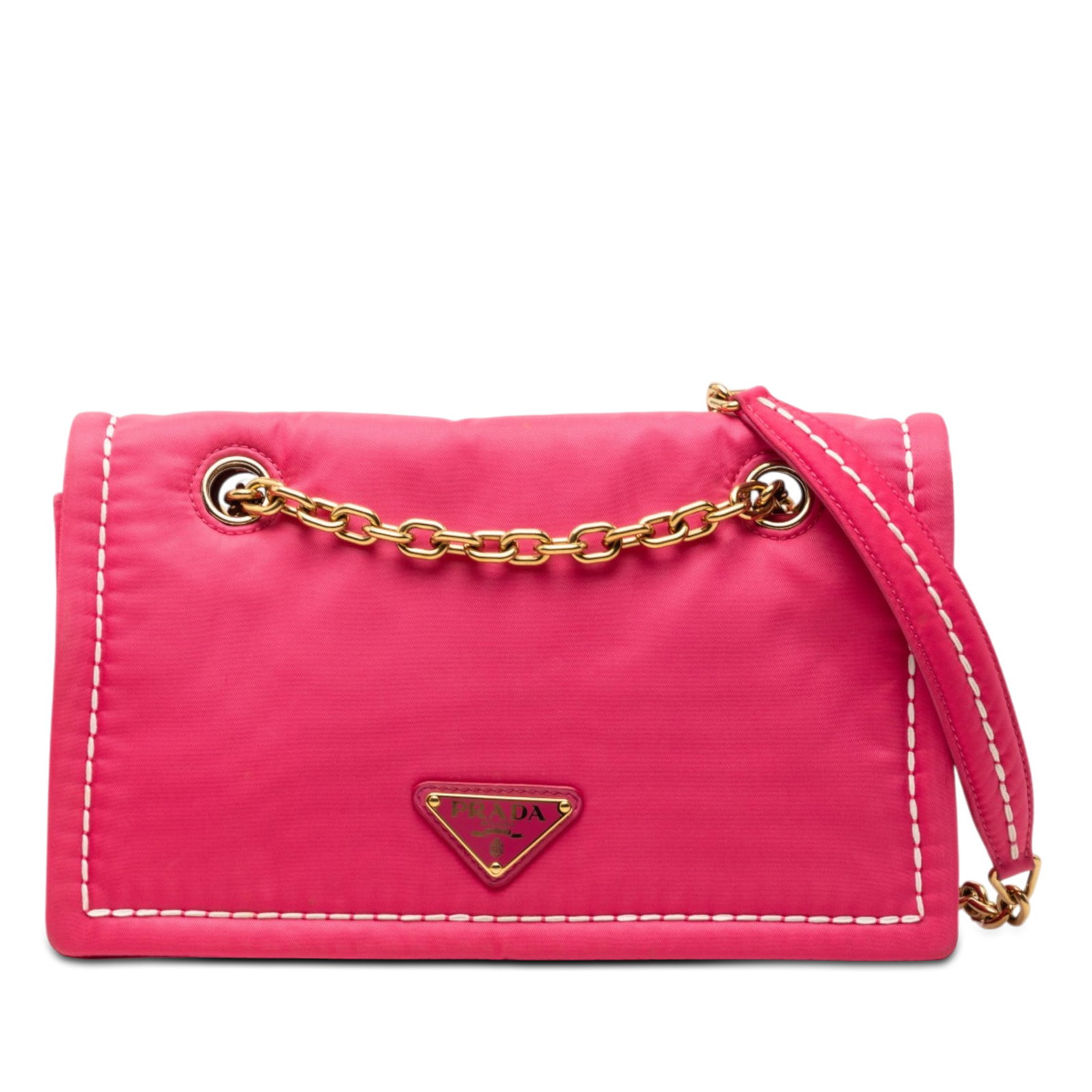 Prada pink nylon flap crossbody with chain strap (1 of 6)