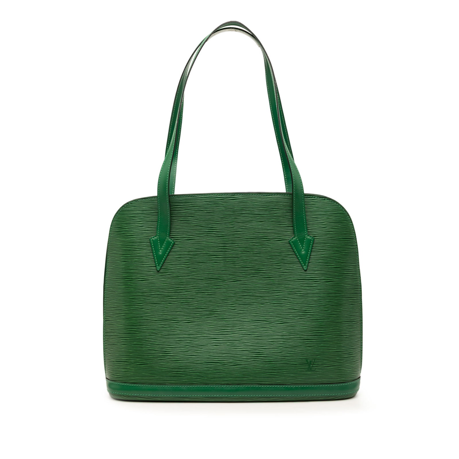Louis Vuitton Lussac Epi Leather Shoulder Bag Green: Louis Vuitton Lussac Epi Leather Shoulder Bag Green Louis Vuitton Epi Lussac shoulder bag in green Epi leather with flat leather straps, a top zip closure, and an interior zip pocket. Made in France. 