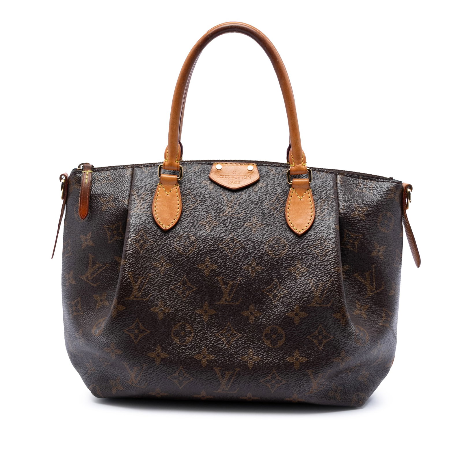 Louis Vuitton Turenne PM monogram canvas handbag: Louis Vuitton Turenne PM monogram canvas handbag The Louis Vuitton Monogram Turenne PM features a classic monogram canvas body with vachetta leather trim and rolled leather handles. It is designed wit