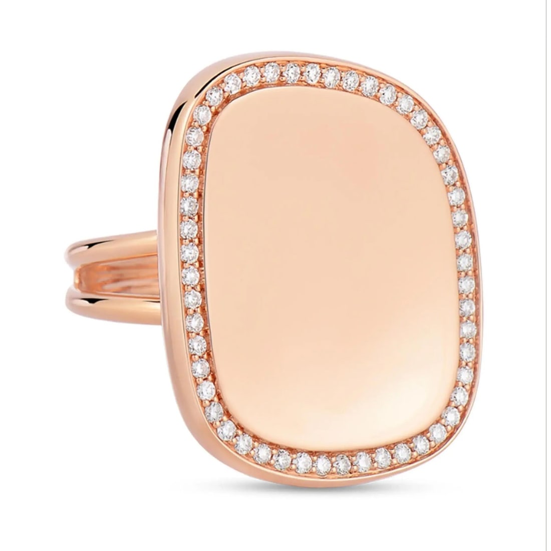 Roberto Coin 18k Rose Gold Pave Diamond Cocktail Ring Size 6.5: Roberto Coin 18k Rose Gold Pave Diamond Cocktail Ring Size 6.5 This Roberto Coin statement ring features a striking cocktail design crafted from 18k rose gold and adorned with natural round white diam