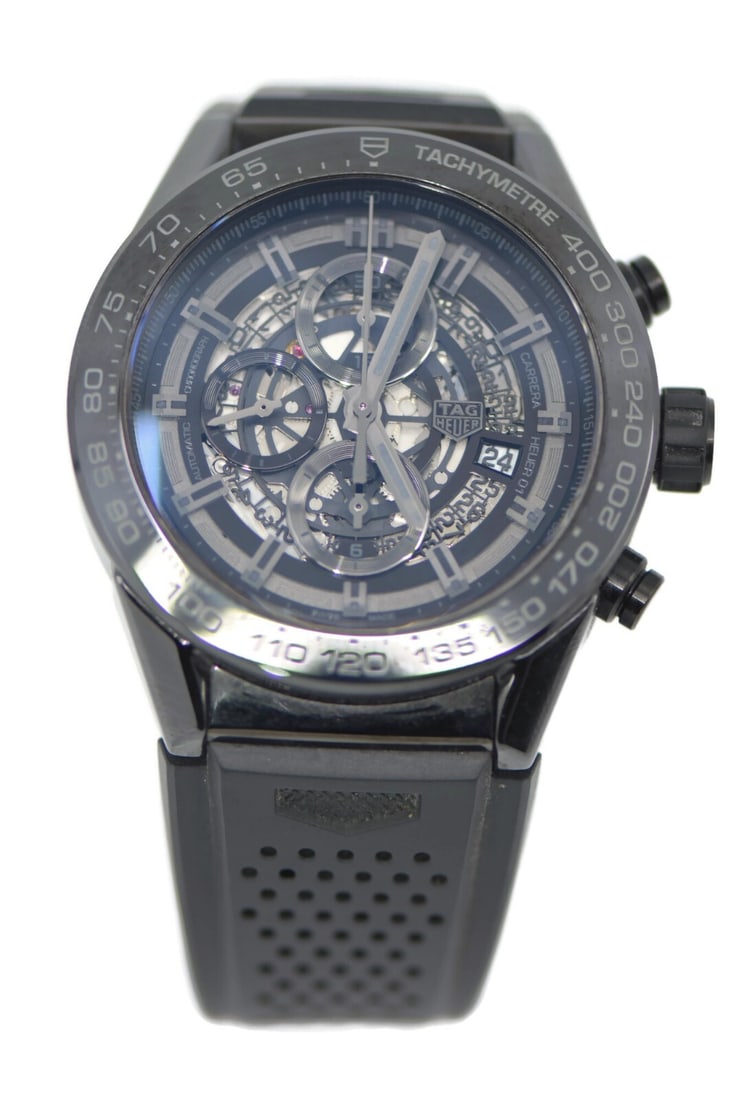 TAG Heuer Carrera Calibre 01 Black Ceramic Watch CAR2A90 with Box and Papers: TAG Heuer Carrera Calibre 01 Black Ceramic Watch CAR2A90 with Box and Papers Discover the TAG Heuer Carrera Calibre 01 Black Ceramic Watch (Model: CAR2A90), a striking timepiece that blends style and 