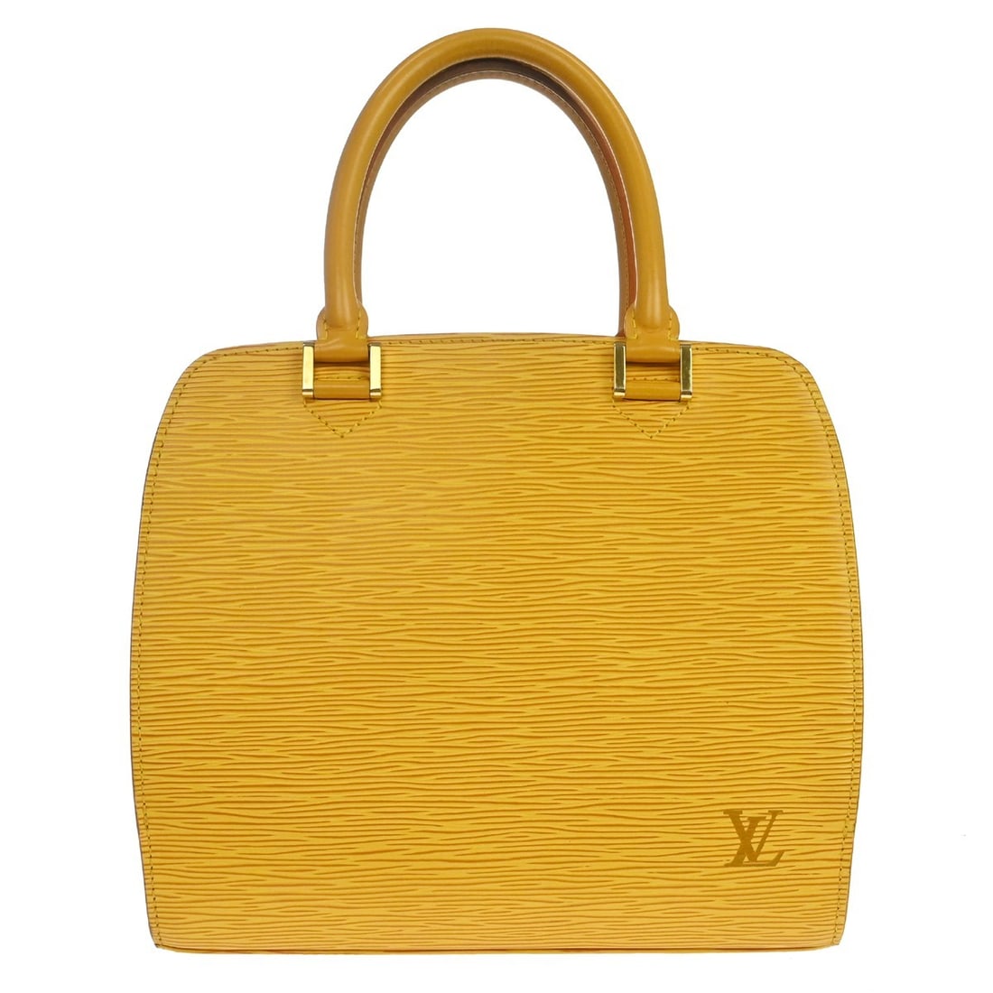 Louis Vuitton Pont Neuf Yellow Epi Leather Satchel M52059: Louis Vuitton Pont Neuf Yellow Epi Leather Satchel M52059 Vintage Louis Vuitton Pont Neuf handbag in Tassili yellow Epi leather with double handles and a zip-top closure. This medium satchel features 