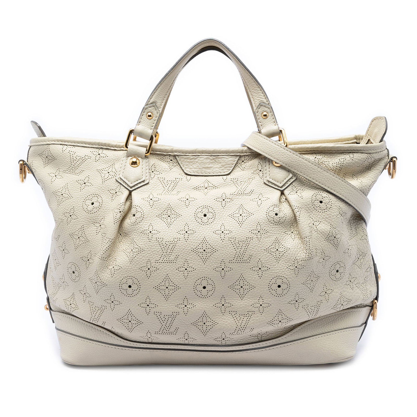 Louis Vuitton Mahina Stellar PM white leather tote: Louis Vuitton Mahina Stellar PM white leather tote This Louis Vuitton Monogram Mahina Stellar PM bag is crafted from monogram mahina leather in white and features flat leather handles, a detachable fl