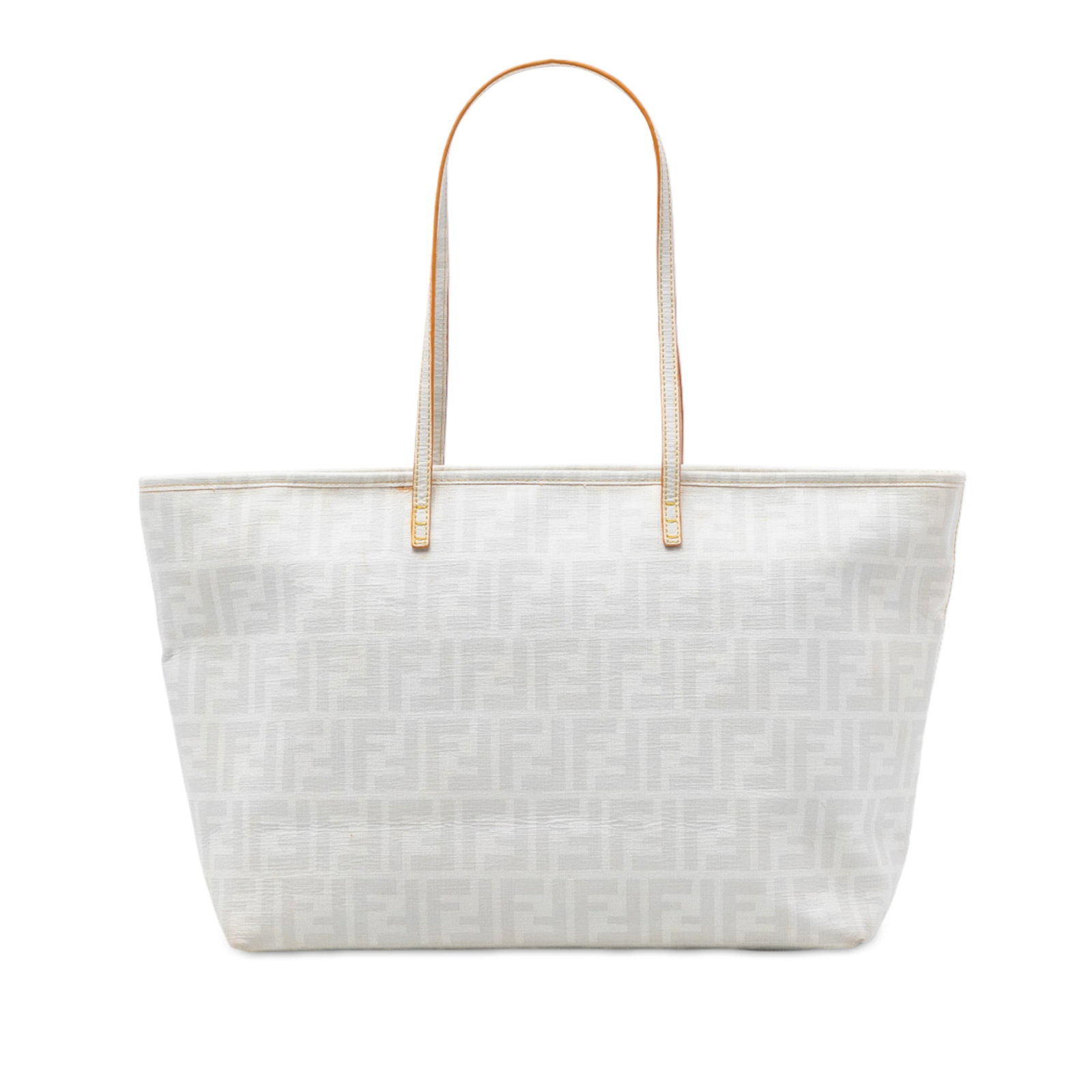 Fendi Zucca Medium Spalmati Canvas Tote Bag with Zip Closure: Fendi Zucca Medium Spalmati Canvas Tote Bag with Zip Closure This Fendi Medium Zucca Spalmati Roll Tote features a coated canvas body with the iconic Zucca pattern, a top zip closure, and interior zip