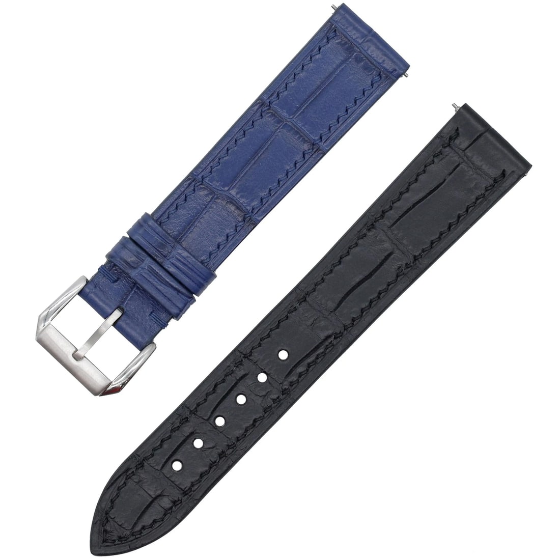 Lucky 8 Black Blue Alligator Leather Strap for Rolex GMT-Master II Batman 20mm x 18mm: Lucky 8 Black Blue Alligator Leather Strap for Rolex GMT-Master II Batman 20mm x 18mm Enhance your Rolex GMT-Master II Batman with this luxurious black and blue alligator leather strap. Designed speci