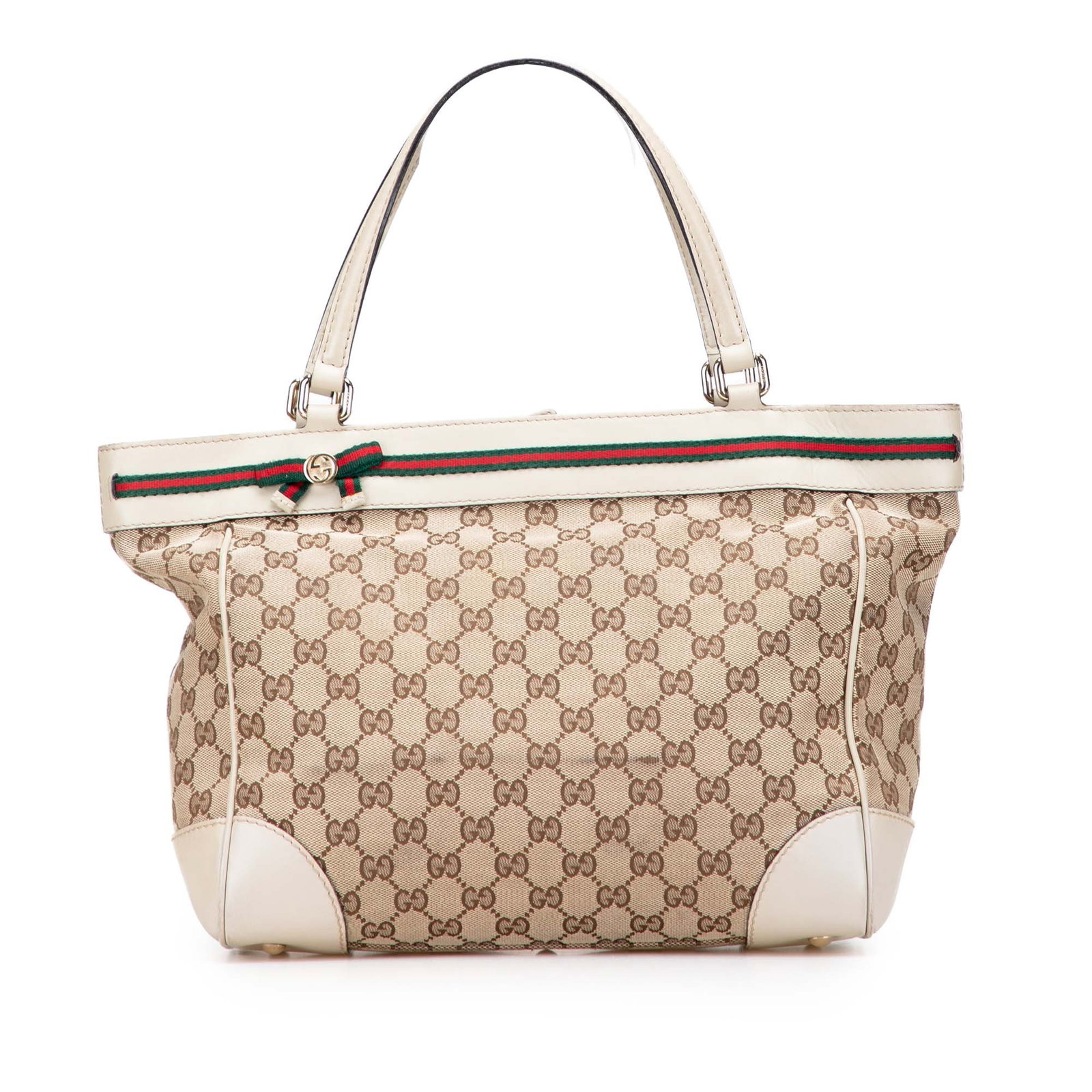 Gucci GG Canvas Mayfair Tote Brown with Leather Trim: Gucci GG Canvas Mayfair Tote Brown with Leather Trim The Gucci GG Canvas Mayfair Tote is a stylish and functional accessory crafted from durable canvas with elegant leather trim. It features flat leat