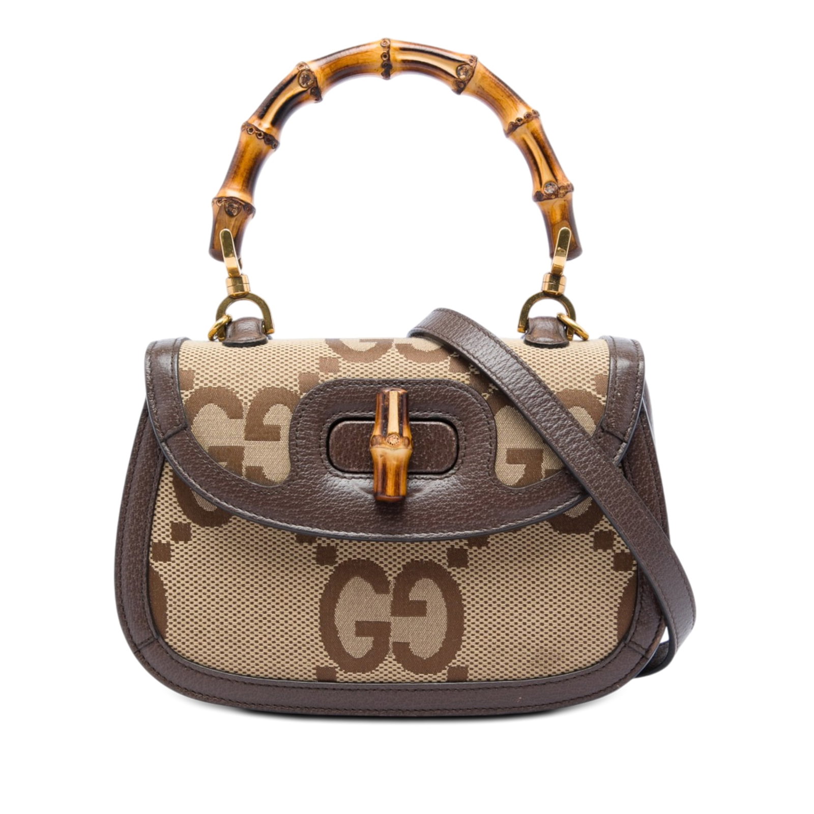 Gucci Bamboo 1947 Small Top Handle Bag in Jumbo GG Canvas (1 of 5)