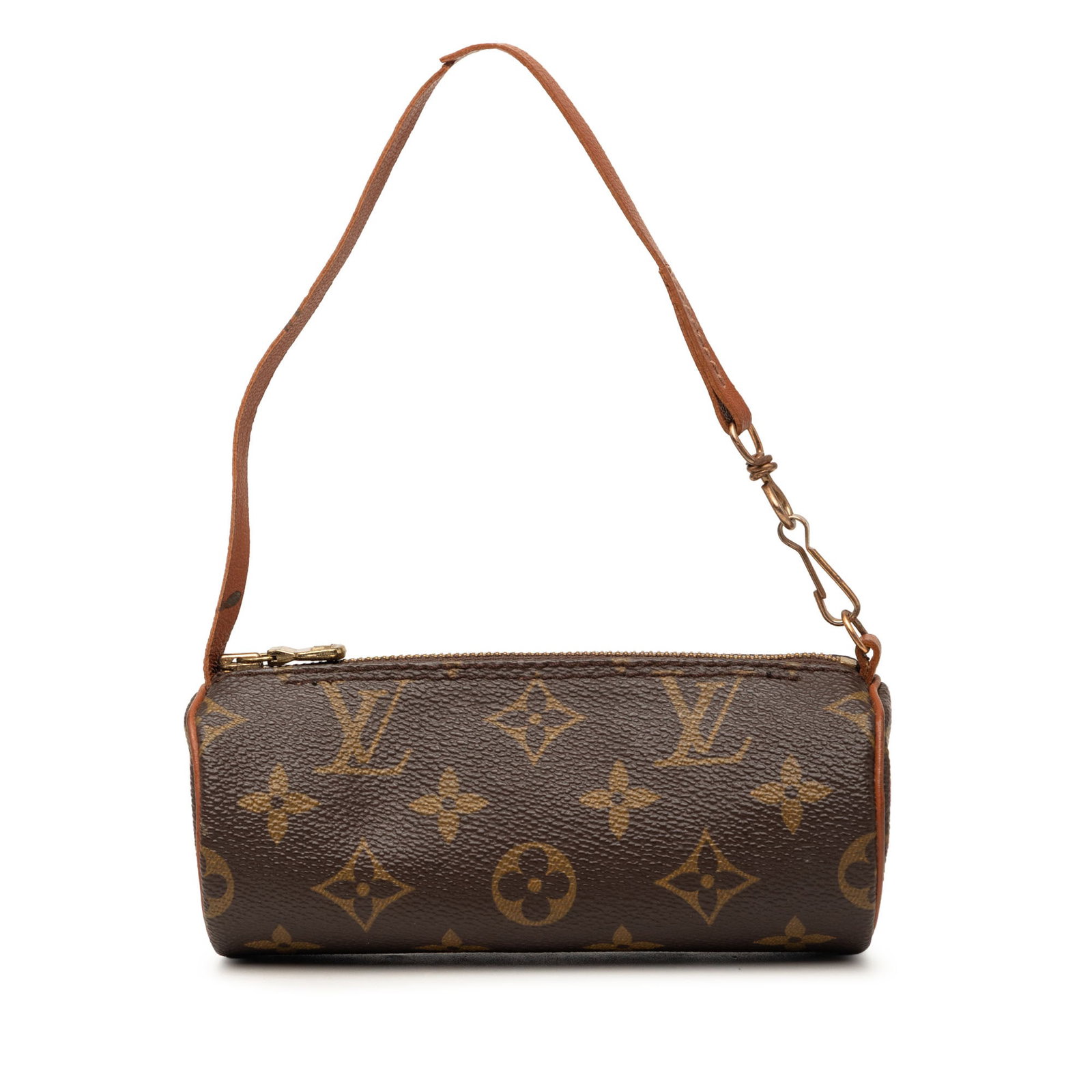 Louis Vuitton Papillon Pochette Monogram Canvas Shoulder Bag: Louis Vuitton Papillon Pochette Monogram Canvas Shoulder Bag The Papillon Pochette is a compact bag featuring a monogram canvas body with leather trim, a flat leather strap, and a top zip closure. It 