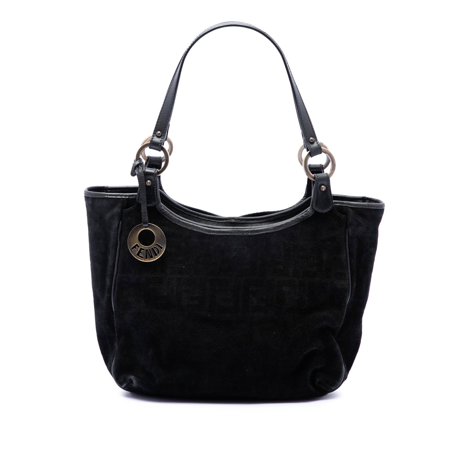 Fendi Zucca Chef Tote Black Suede and Leather Bag (1 of 6)