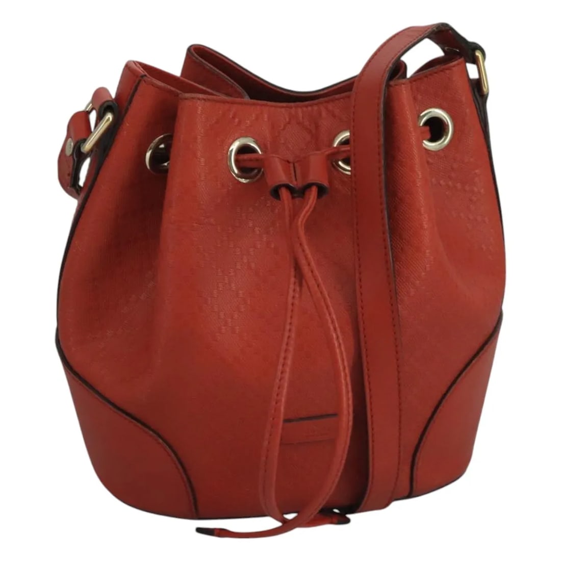 Orange Leather Gucci Diamante Shoulder Bright Bucket Bag: Orange Leather Gucci Diamante Shoulder Bright Bucket Bag This pre-owned Gucci Bright Bucket Bag for women is crafted from orange leather featuring the signature Diamante pattern. The shoulder bag meas
