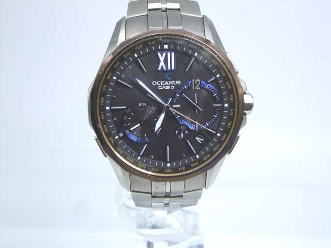 CASIO Oceanus OCW-S3400-1AJF mens titanium solar radio wristwatch: CASIO Oceanus OCW-S3400-1AJF mens titanium solar radio wristwatch This pre-owned Casio Oceanus men's wristwatch, model OCW-S3400-1AJF, is a solar-powered radio-controlled timepiece made in Japan. It f