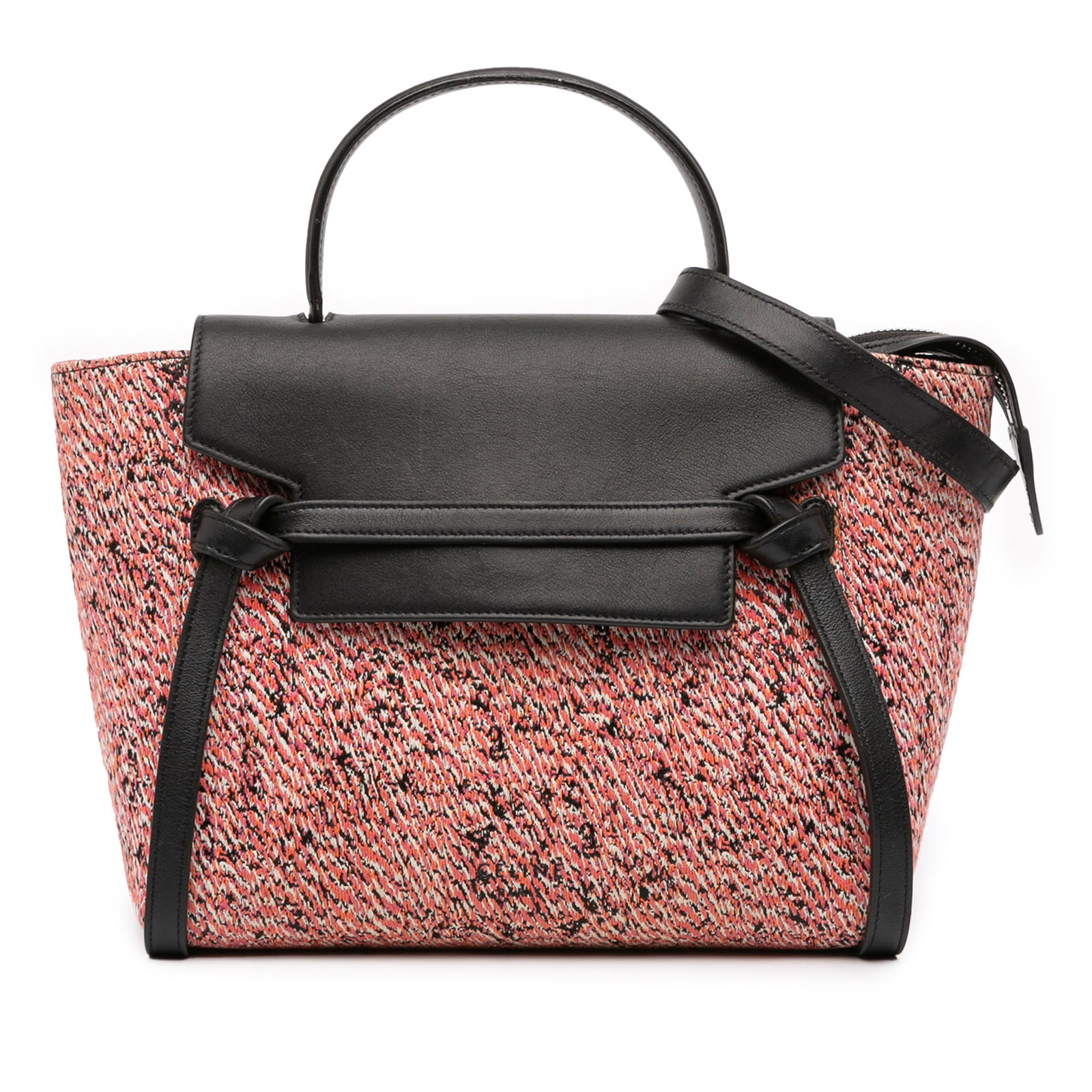 Celine Micro Tweed Belt Satchel Pink Fabric Italy: Celine Micro Tweed Belt Satchel Pink Fabric Italy Introducing the Celine Micro Tweed Belt Satchel, a stylish and versatile bag featuring a chic tweed body complemented by luxurious leather trim. This 