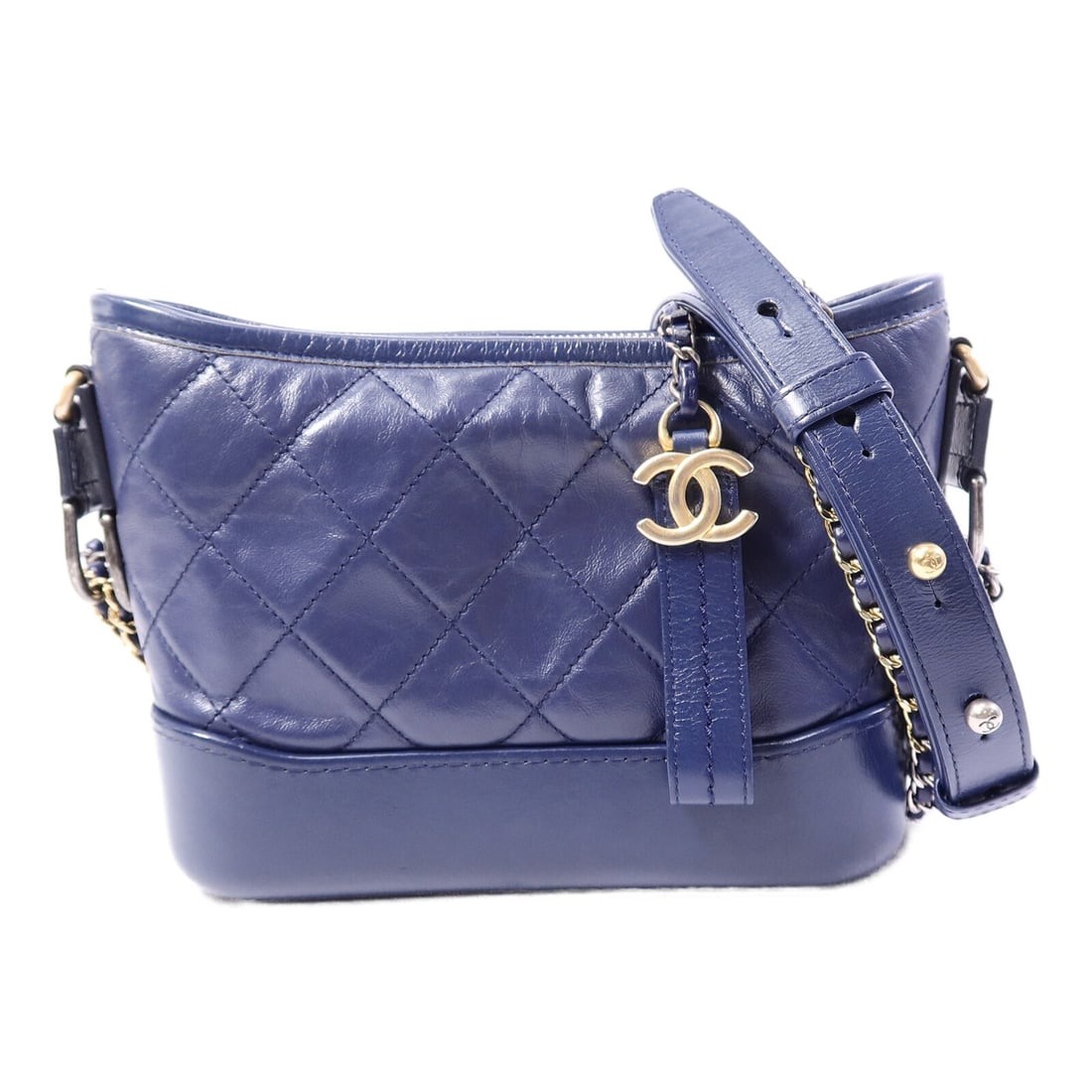 Blue Calfskin Small Shoulder Bag CHANEL Gabrielle CC Chain: Blue Calfskin Small Shoulder Bag CHANEL Gabrielle CC Chain CHANEL CC Gabrielle Small Chain Shoulder Bag in blue calfskin leather. This shoulder bag features a chain shoulder strap and a practical inte