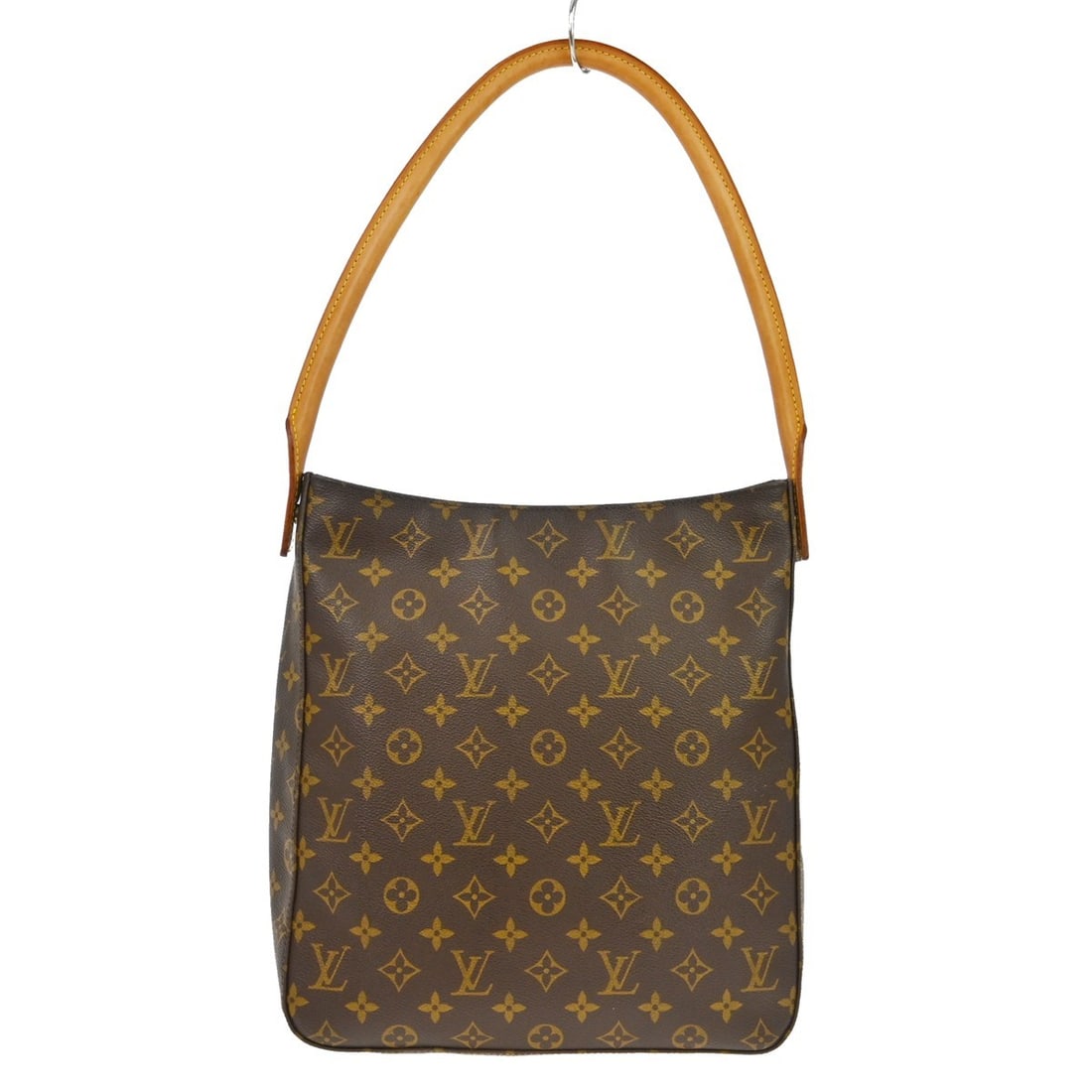 Louis Vuitton Looping GM Monogram Shoulder Bag M51145 Brown: Louis Vuitton Looping GM Monogram Shoulder Bag M51145 Brown Louis Vuitton Looping GM shoulder bag in Monogram pattern, made in France. It features a zip closure, beige leather handle and strap, brown 