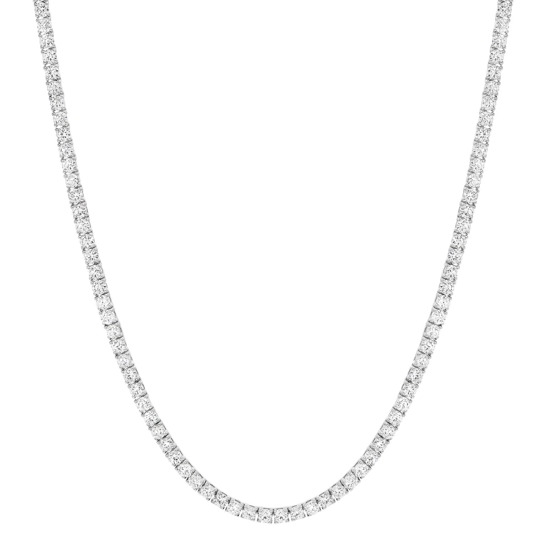 Rachel Koen 14K White Gold Diamond Tennis Necklace 13.63ctw 153 Stones 18 Inches: Rachel Koen 14K White Gold Diamond Tennis Necklace 13.63ctw 153 Stones 18 Inches Experience the elegance of this Rachel Koen tennis necklace, a timeless piece that features 153 round brilliant cut dia