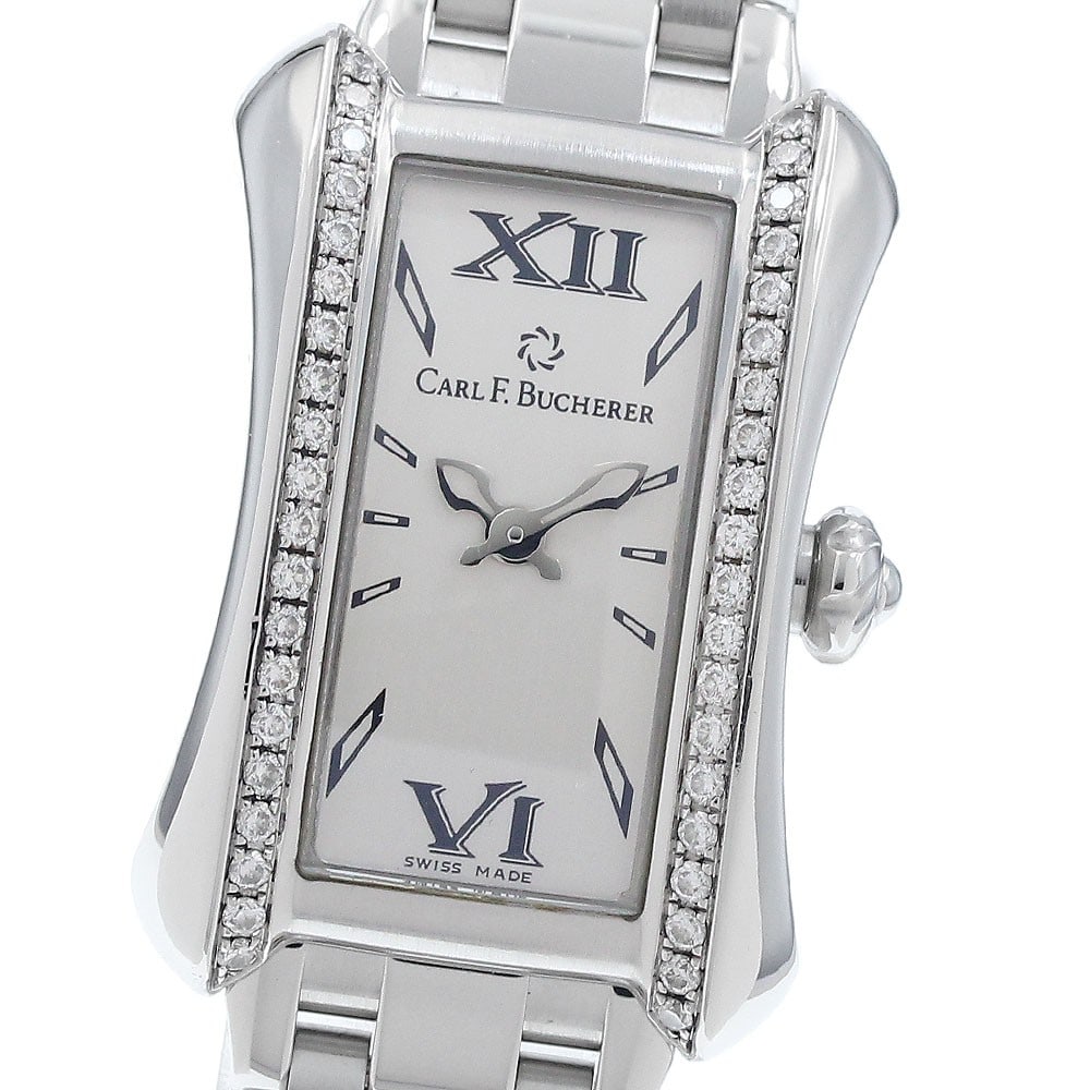 Carl F Bucherer Alacria Ladies Quartz Stainless Steel Wristwatch: Carl F Bucherer Alacria Ladies Quartz Stainless Steel Wristwatch This is a pre-owned Carl F. Bucherer Alacria quartz wristwatch designed for women. The watch features a stainless steel case and bracel