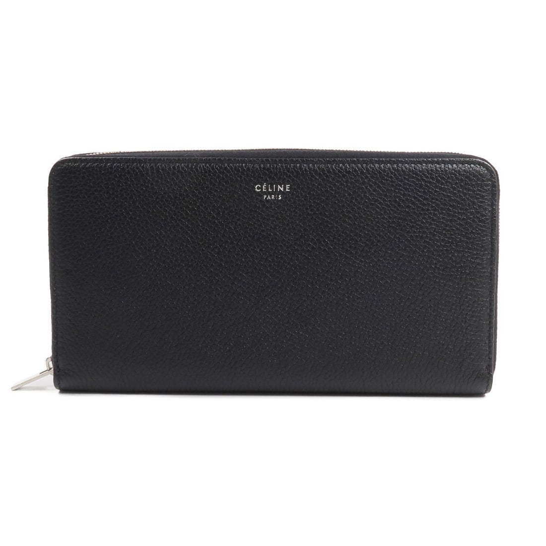 CELINE calfskin long wallet black yellow silver tone hardware: CELINE calfskin long wallet black yellow silver tone hardware Long wallet by CELINE in black and yellow calfskin leather with silver-tone hardware. It features a snap-fastener closure, two open pocket