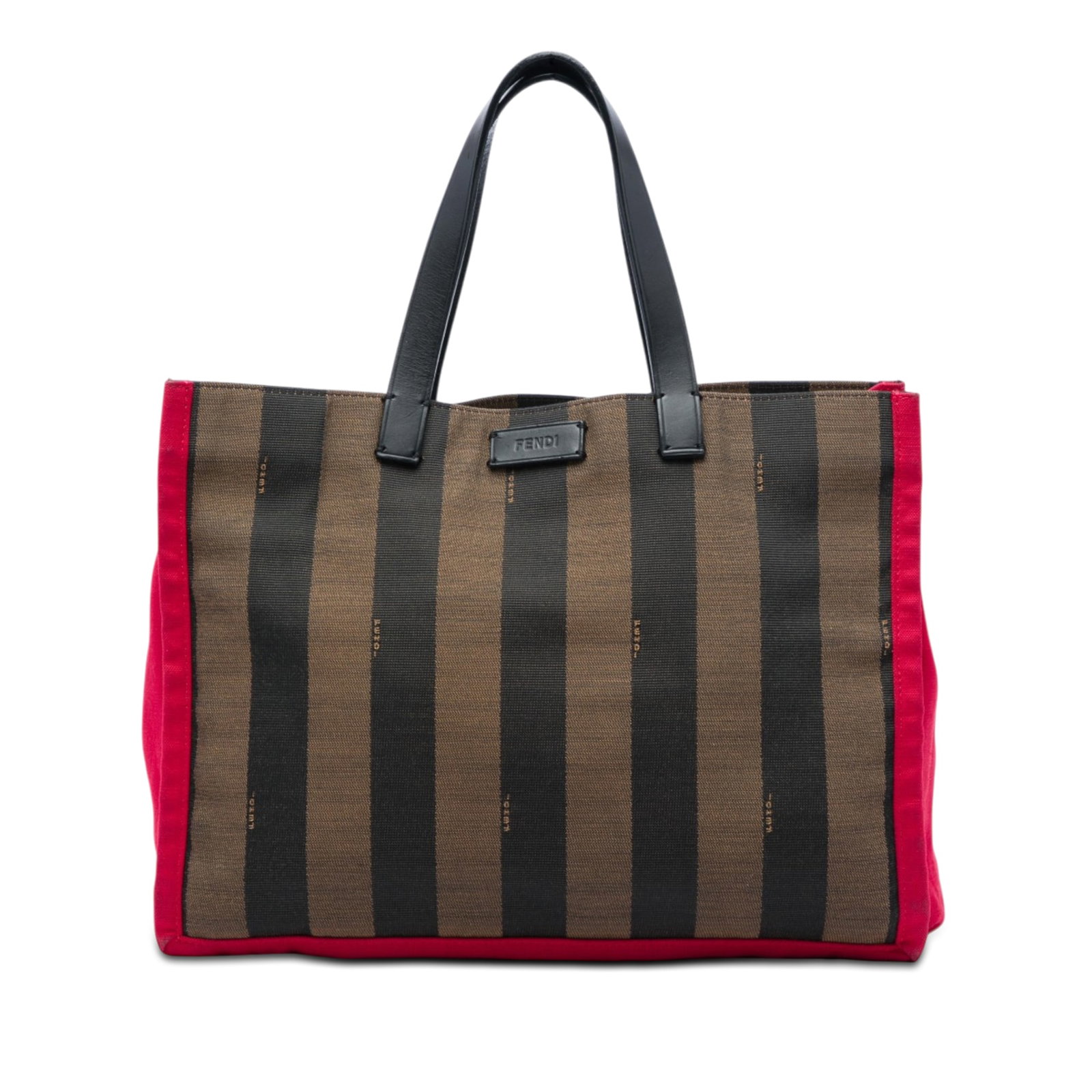 Fendi Pequin Canvas Tote Bag with Zip Pouch: Fendi Pequin Canvas Tote Bag with Zip Pouch Fendi Pequin Canvas Simply Shopping Tote in brown, made in Italy. This tote bag features a canvas body, flat leather handles, an open top, and includes a zi