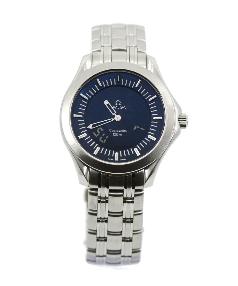 Omega Seamaster Multifunction Stainless Steel Watch 2521.81 with Box: Omega Seamaster Multifunction Stainless Steel Watch 2521.81 with Box The Omega Seamaster Multifunction Stainless Steel Watch (Model 2521.81) is a sophisticated timepiece designed for precision and sty