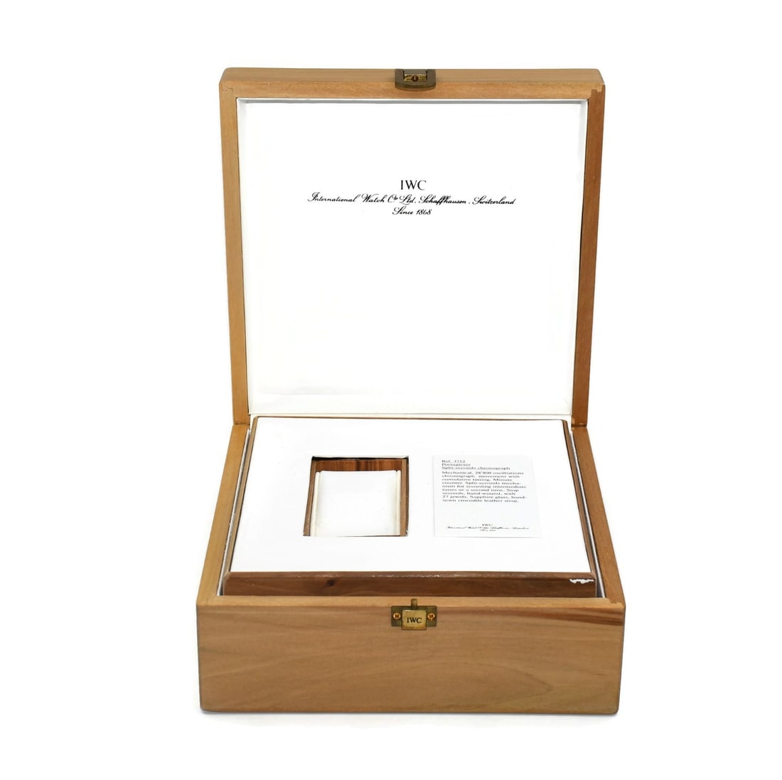 IWC Portugieser Single Presentation Watch Box: IWC Portugieser Single Presentation Watch Box IWC Portugieser presentation box for a single watch. Made in Switzerland and sized at 9 x 9 x 4 inches. The item is pre-owned. Specifications Brand: IWC T