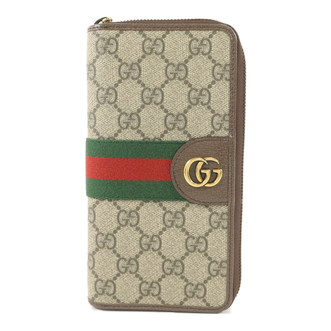 GUCCI 838619 zip around long wallet brown coated canvas (1 of 18)