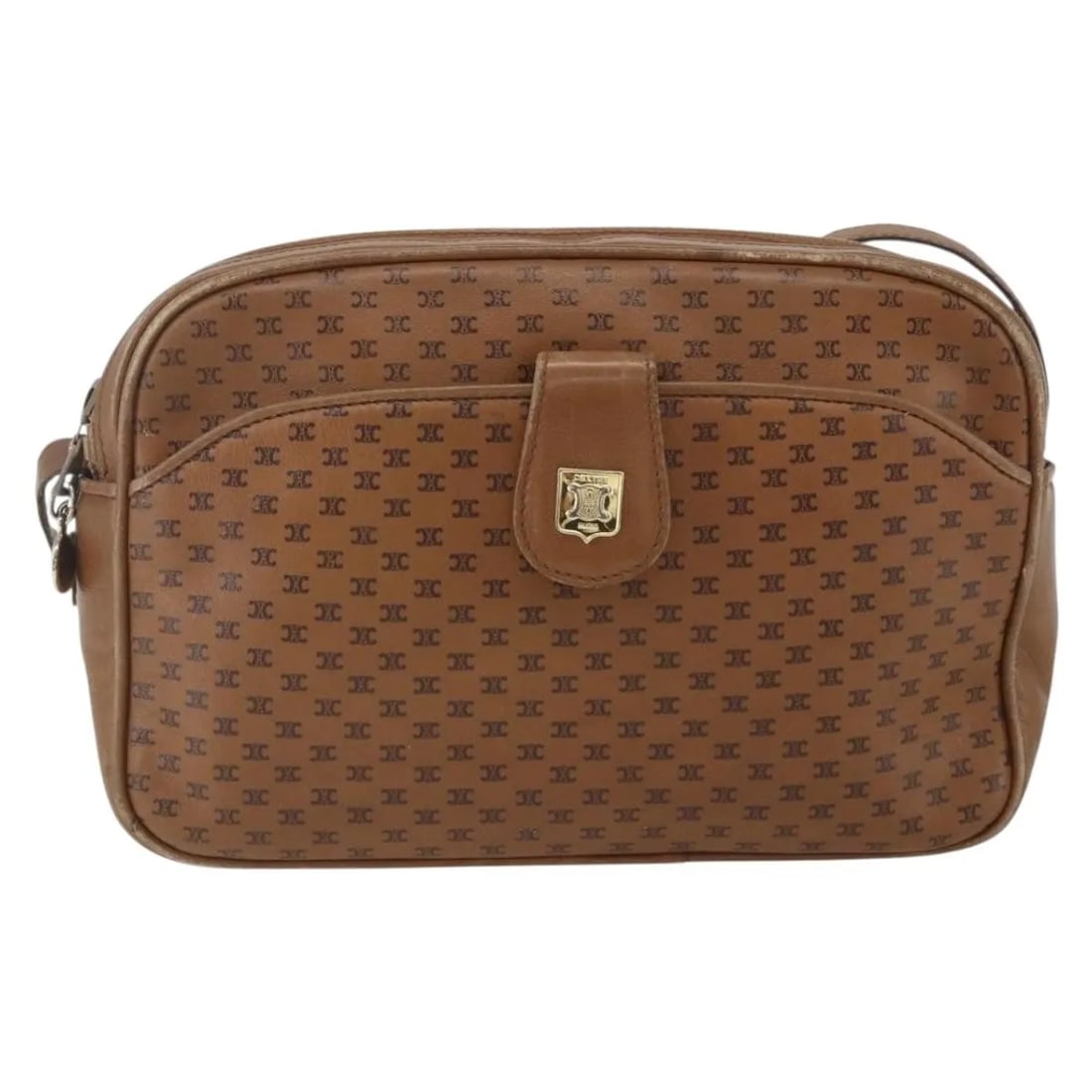 Celine Vintage Macadam Brown Canvas Leather Shoulder Bag: Celine Vintage Macadam Brown Canvas Leather Shoulder Bag This Celine Vintage Macadam Shoulder Bag features the iconic brown canvas with leather accents and a classic shoulder strap design. Made in Ita