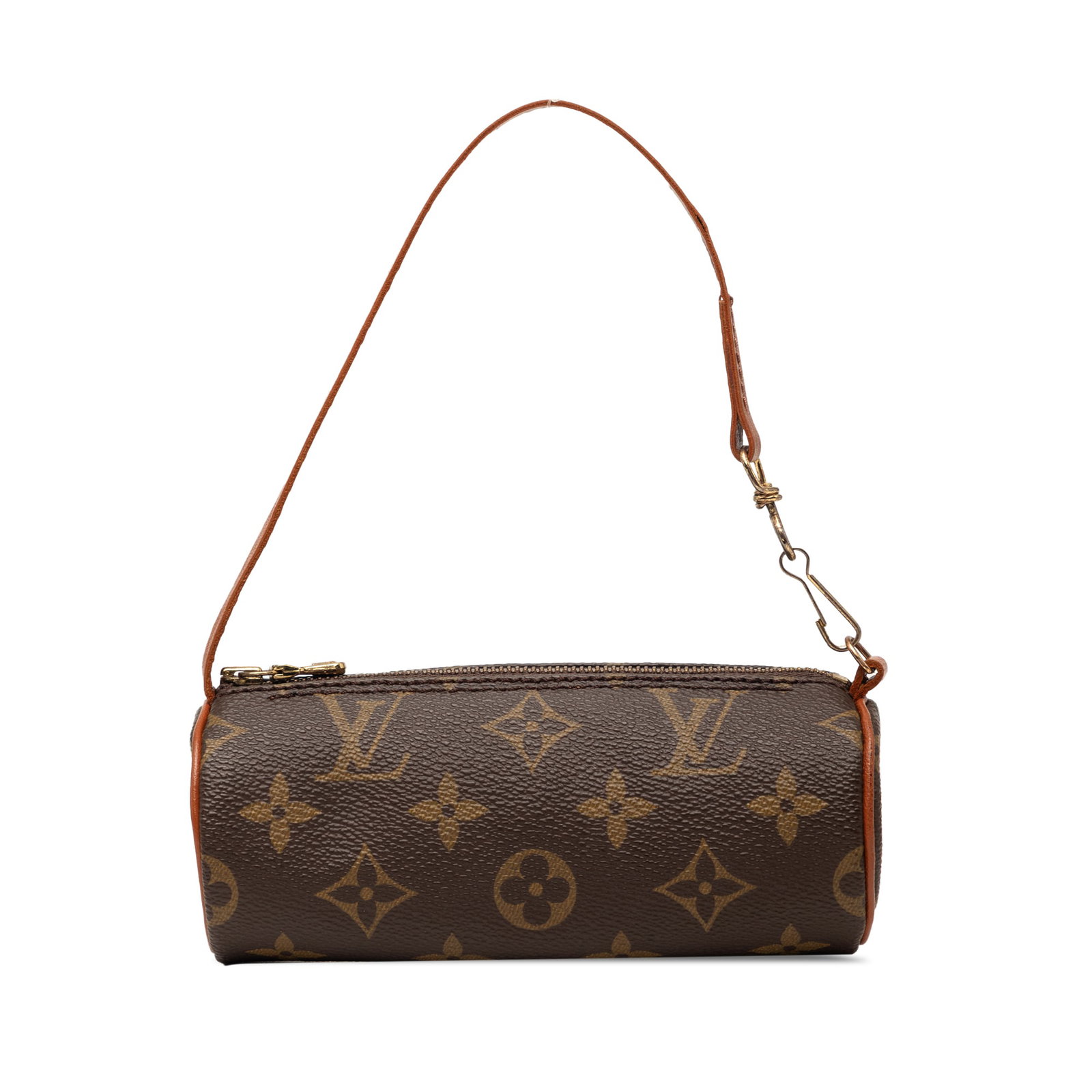 Louis Vuitton Papillon Pochette Monogram Canvas Shoulder Bag: Louis Vuitton Papillon Pochette Monogram Canvas Shoulder Bag Louis Vuitton Monogram Papillon Pochette bag in brown monogram canvas with a detachable flat leather strap and top zip closure. Made in Fra