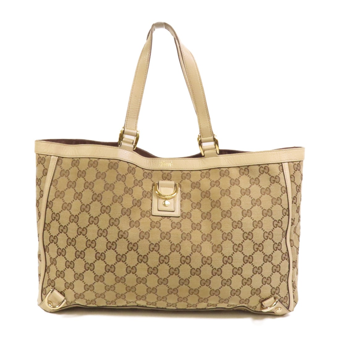 Gucci Abbey 141472 Tote Bag Brown GG Canvas Gold Tone Hardware: Gucci Abbey 141472 Tote Bag Brown GG Canvas Gold Tone Hardware Gucci Abbey Tote Bag model 141472 in GG canvas with a brown and beige colorway. This women's tote is made in Italy and features a magneti